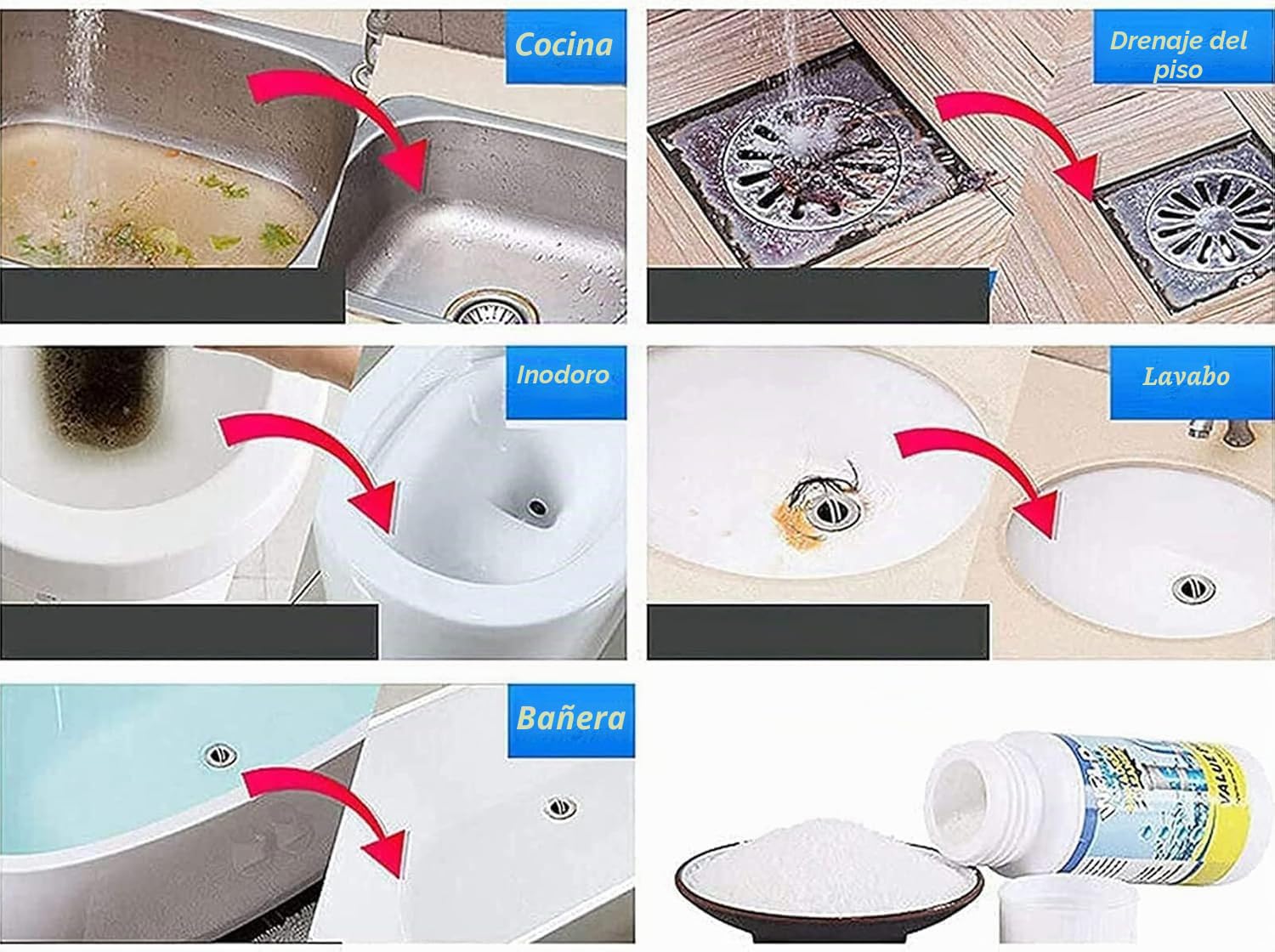 Powerful Sink & Drain Cleaner, Wild Sink & Drain Cleaner, Limpiador de Fregadero y Drenaje, Pipeline Dredging Agent, Limpiador Tuberias, Desatascador Fregadero Wild (3 Botella)