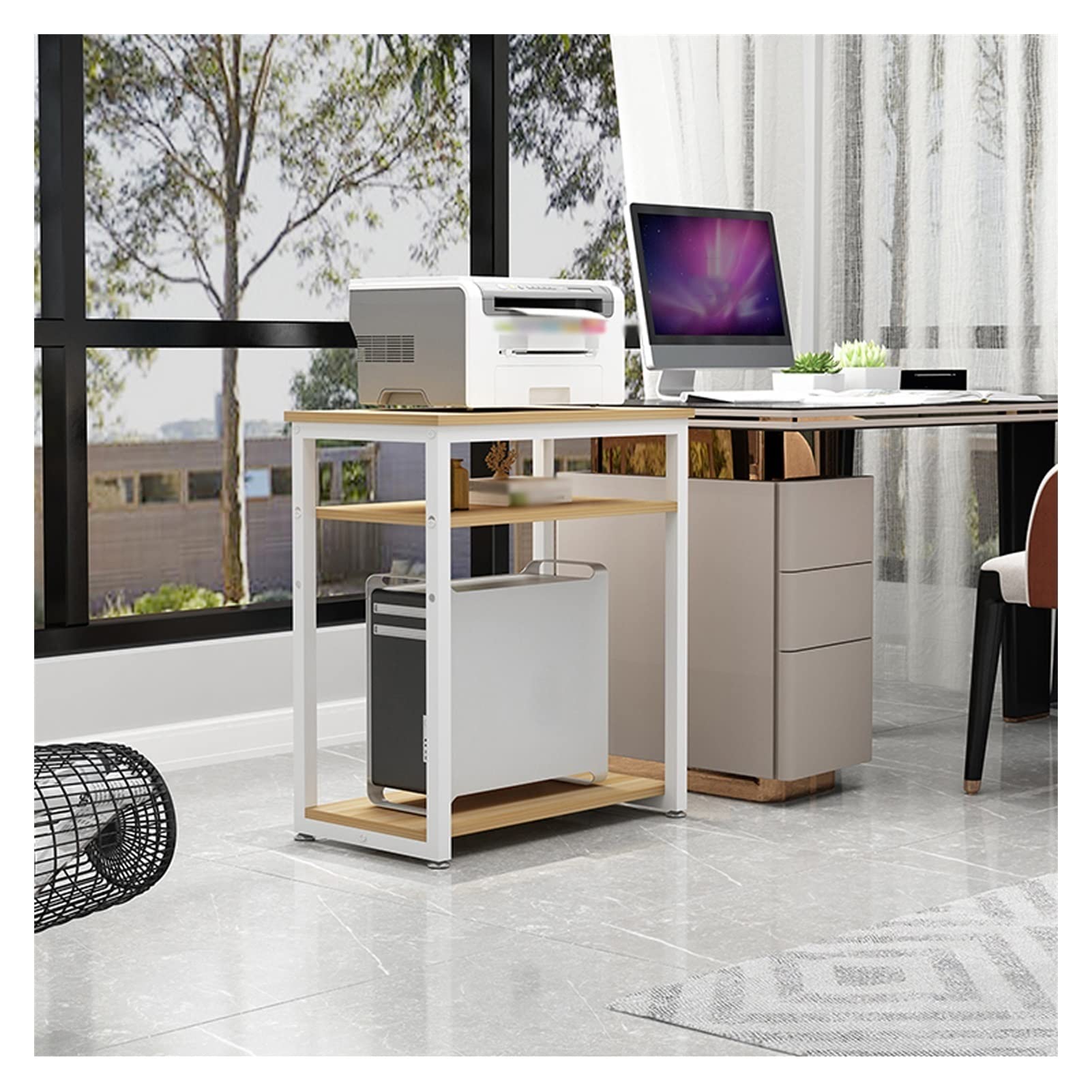 Porta Stampante Stampante Desktop Stampante a 3 Strati Contabilità Multifunzione Standshelf STOCKSHOP Stand Desktop for Shelf Office Storage & Organizzazione Accessori Scrivania(D)