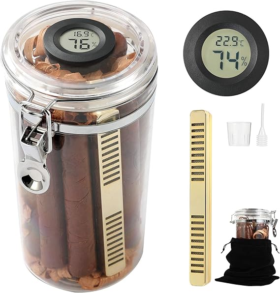 PLAYWITH Acrylic Travel Cigar Humidor Jar/Case/Box with