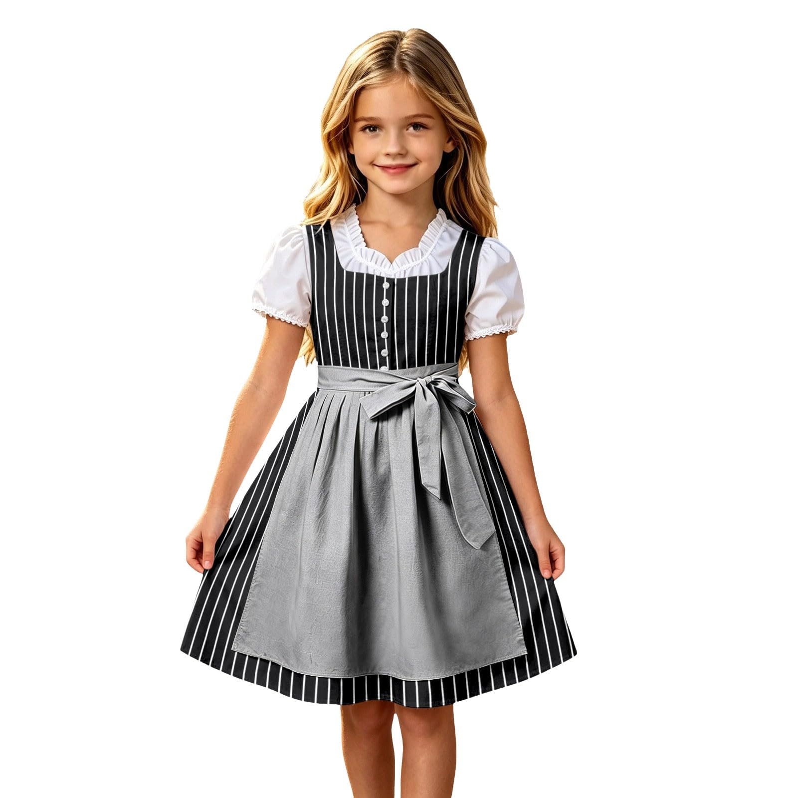 Girls Oktoberfest Costume Bavarian Beer Festival Dirndl Dress with Apron — image 1