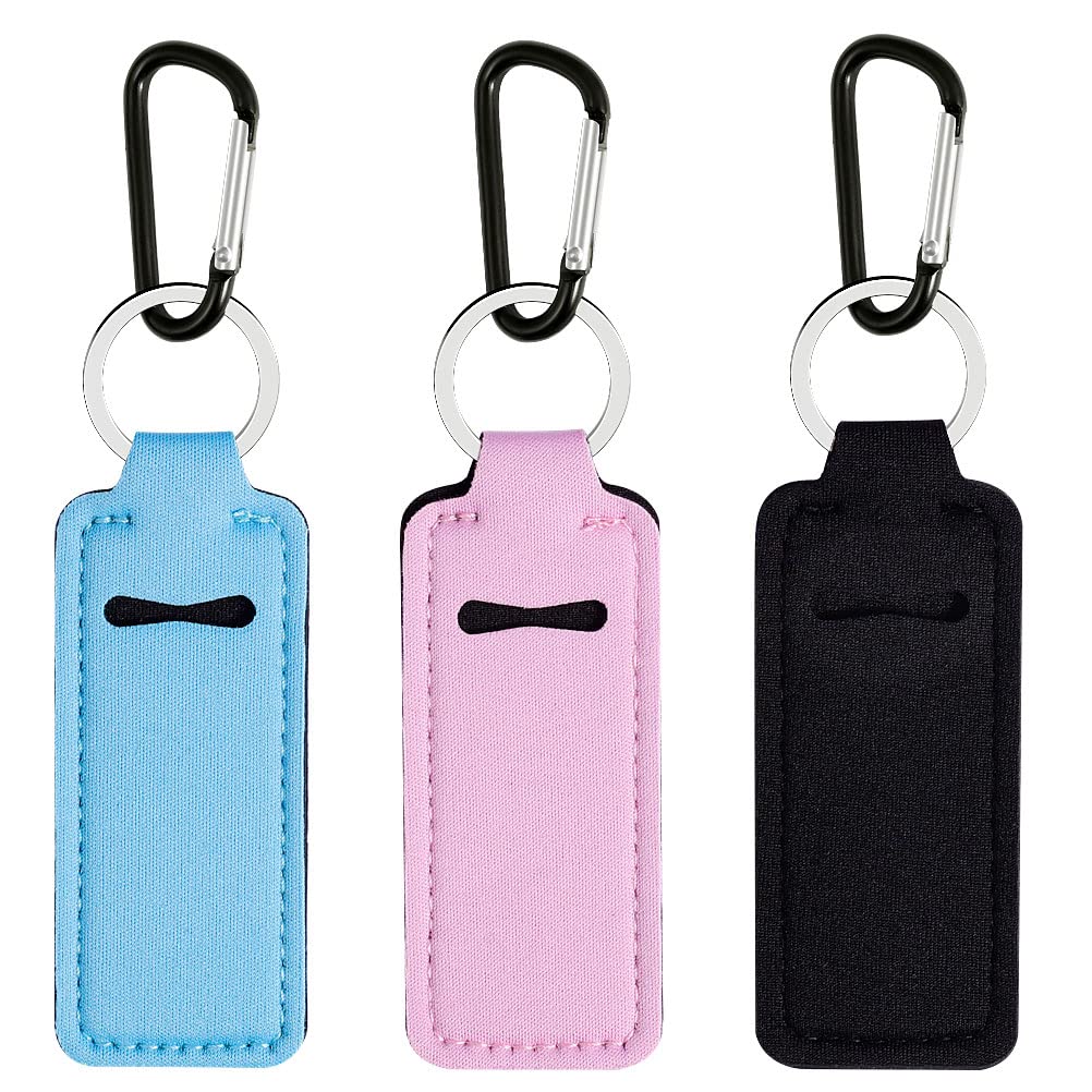 Pengxiaomei 3 Pcs Chapsticks Holder Keychain for Lipstick Stocking Stuffers for Teen Girls Women Small Christmas Gifts