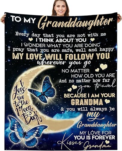 BUUGVIIL Regalos para nieta de parte de la abuela, manta para nieta de 50 x 60 pulgadas para mantener el calor, regalos para nieta, manta para mi