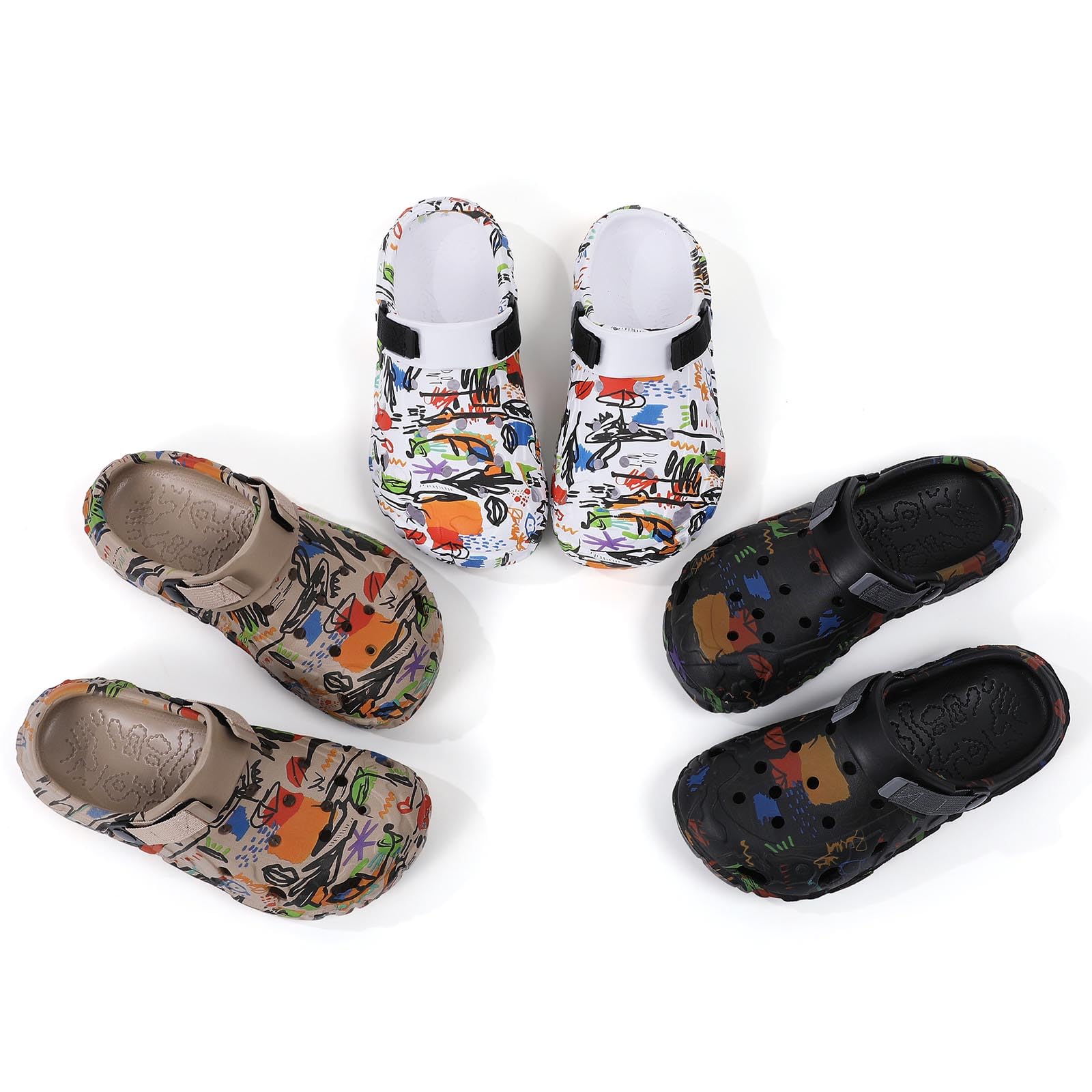 Meidiastra Sabots de Jardin Homme Été – Clogs Légers Graffiti en EVA – Chaussures Antidérapantes Confortables pour Plage Maison Hôpital Jardinage