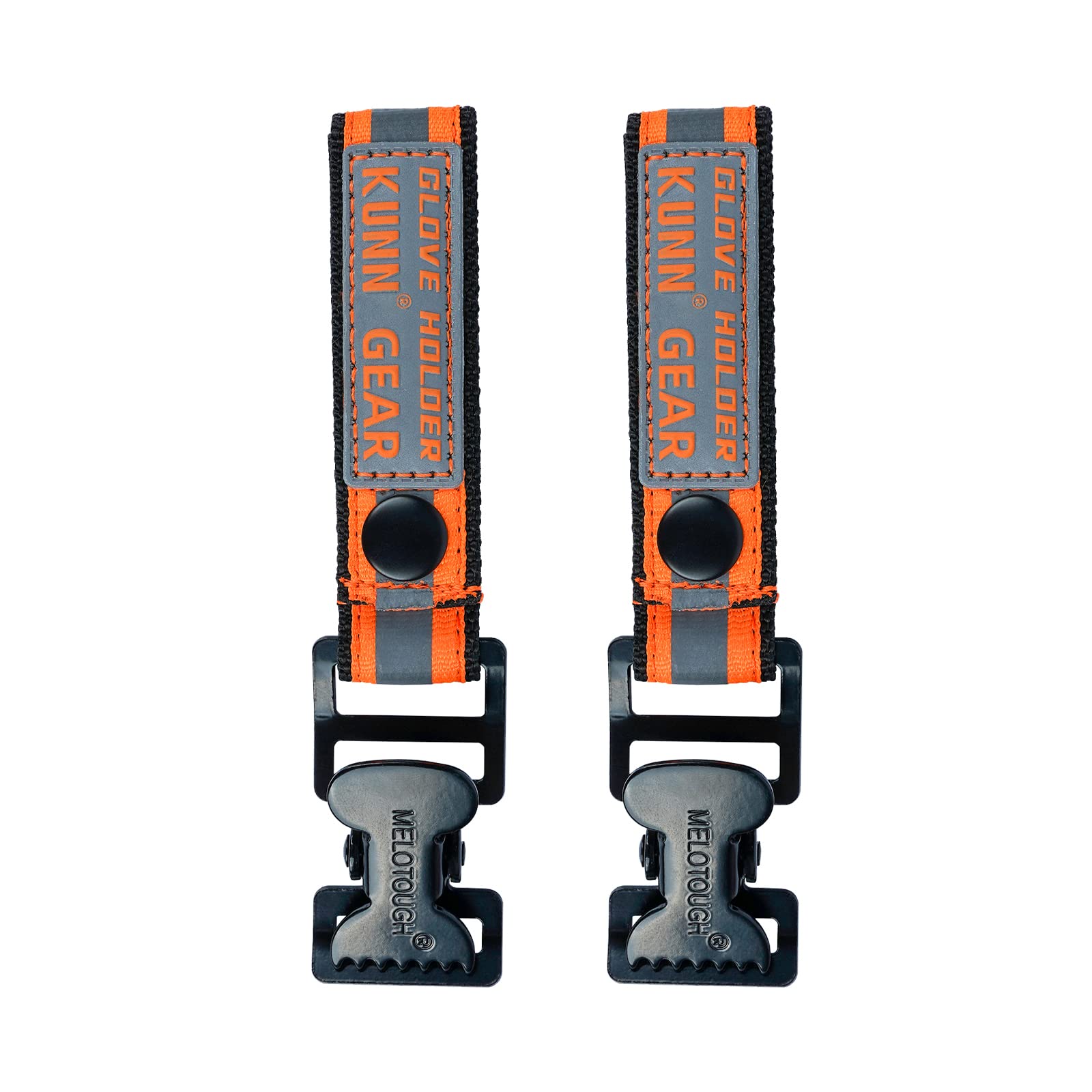 KUNN 2 Stück Handschuhband-Clips, reflektierend, Neonorange