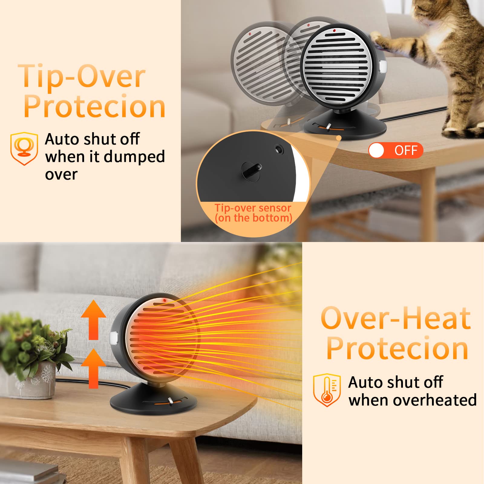 Amazon.com: Portable Heater,1000W Energy Efficient Space Heaters for Indoor  Use,Desk Heater with Adjustable Thermostat,Tip-Over and Overheat  Protection,Space Heater for Office,Home, Bedroom,Black : Home u0026 Kitchen