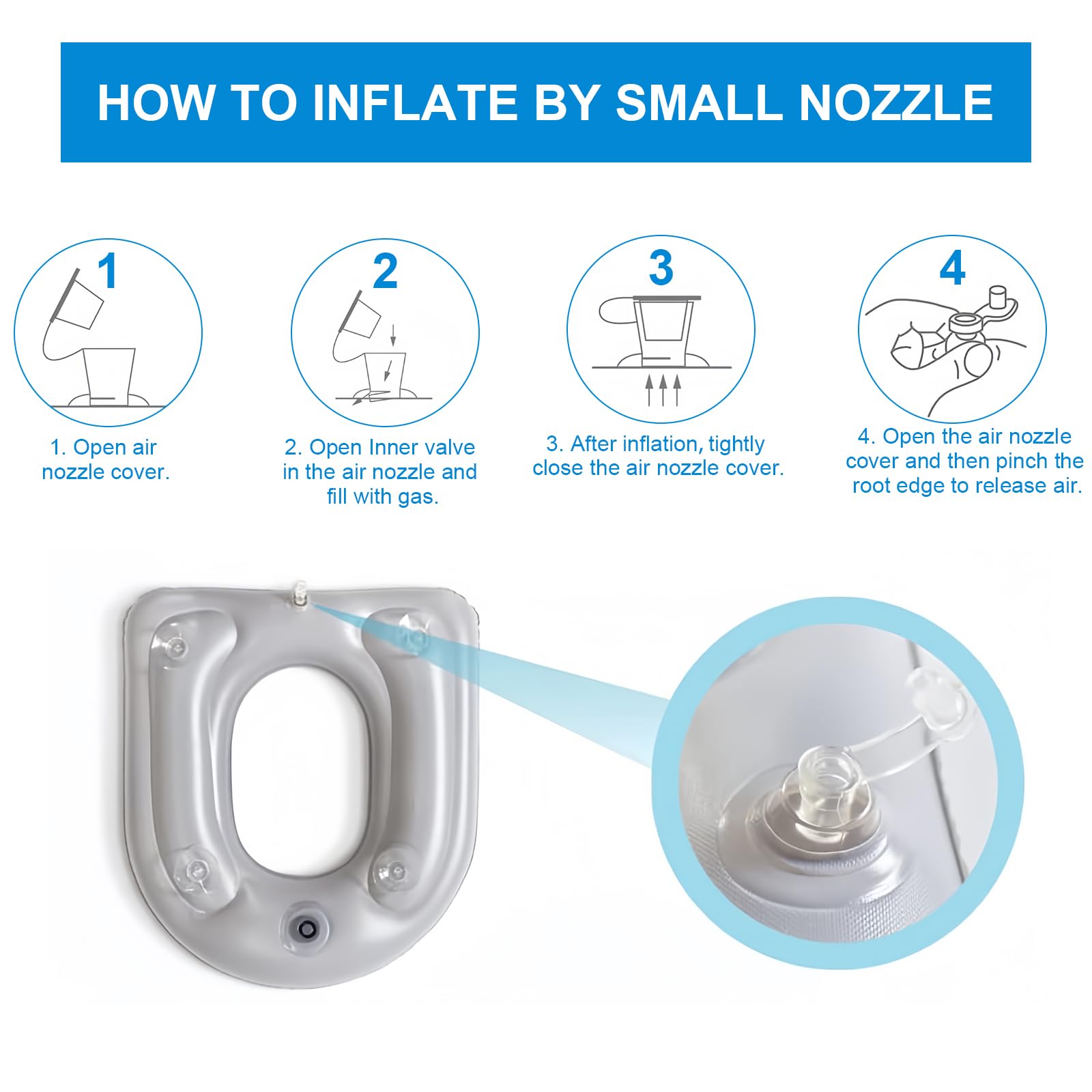 Coussin de Siège de Toilette Gonflable en PVC avec Ventouse, Réglable en Hauteur, Étanche et Confortable, Housse WC pour Adulte, Soulagement du Coccyx, Idéal Voyage et Convalescence