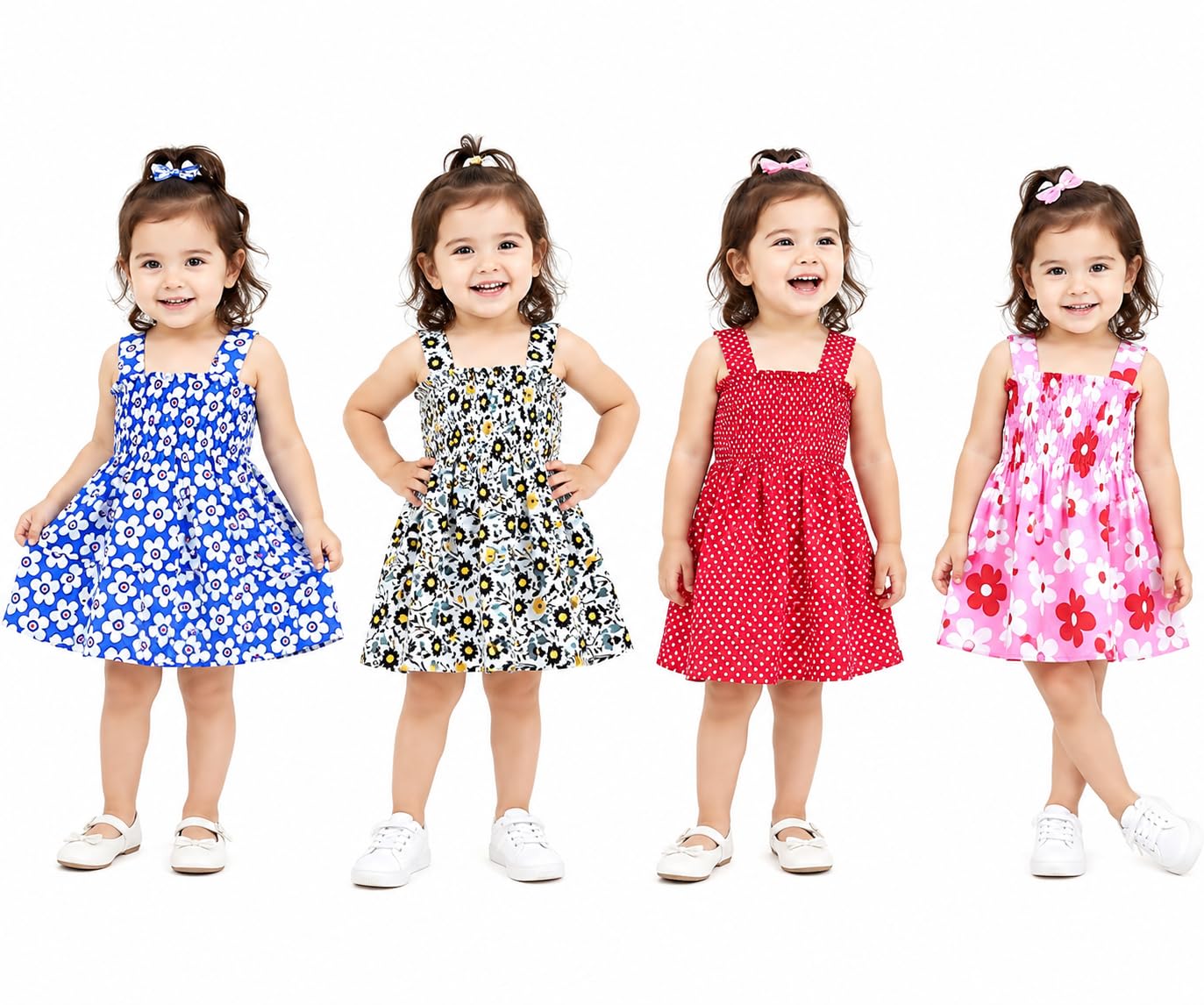 itsyor Baby Girl's Knee Length Comfortable Square Neck Multi-Color Frock (Pack of 4)-picture-42