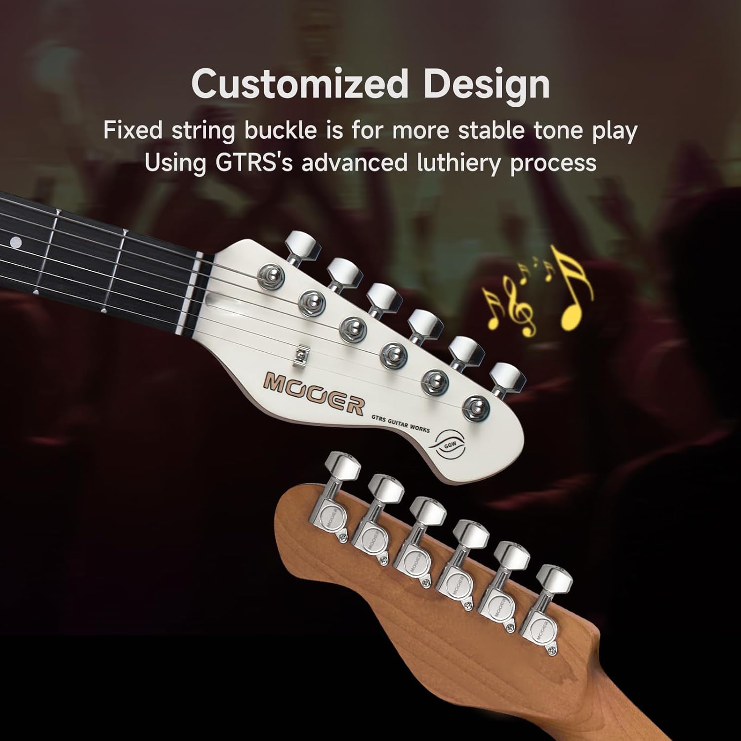 MOOER Electric Guitar White Beginner Practice Guitar Kit, HSS Pickup, Solid Poplar Body, Roasted Maple Neck, with Gig Bag, Guitar Cable, MSC10 Pro Series