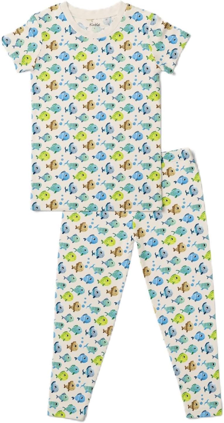 Kic Kee Pants unisex-child Print Short Sleeve Pajama Set (Toddler/Little Kid/Big Kid)