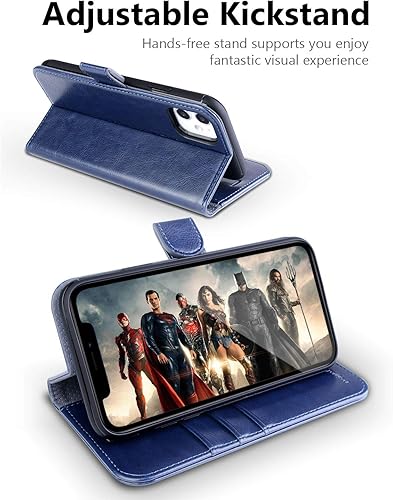 Miniatura 4 de OCASE Funda tipo cartera compatible con iPhone 11 con tarjetero y soporte para tarjetas, funda de piel sintética con función atril y cierre