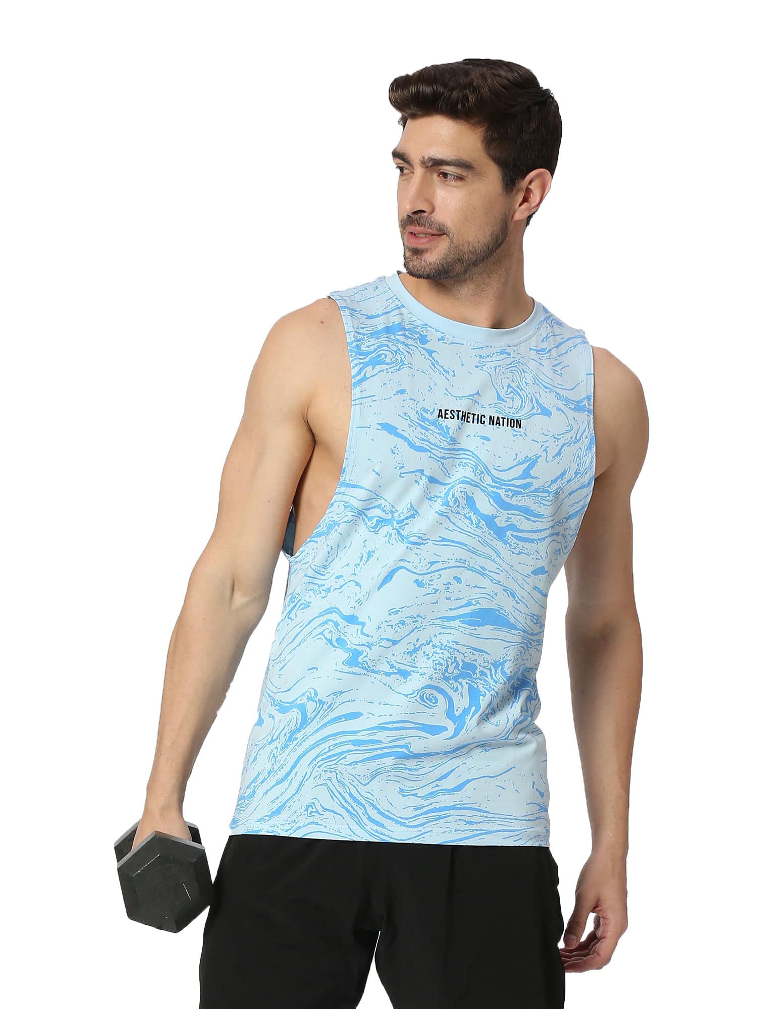 Aesthetic Nation Deep Cut Wavy Tank Top/Vest for Mens