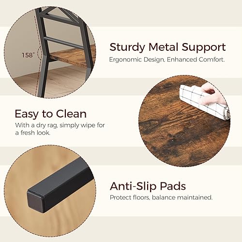 Miniatura 8 de Juego de 2 Sillas de Comedor, Sillas de Cocina de Madera Rústica con Respaldo, Sillas de Comedor Estilo Granja para Cocina, Silla