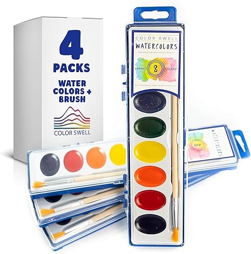 Miniatura 12 de Juego de pintura de acuarela de 8 colores con pinceles de madera, lavable y no tóxico, ideal para niños, estudiantes y actividades en el aula
