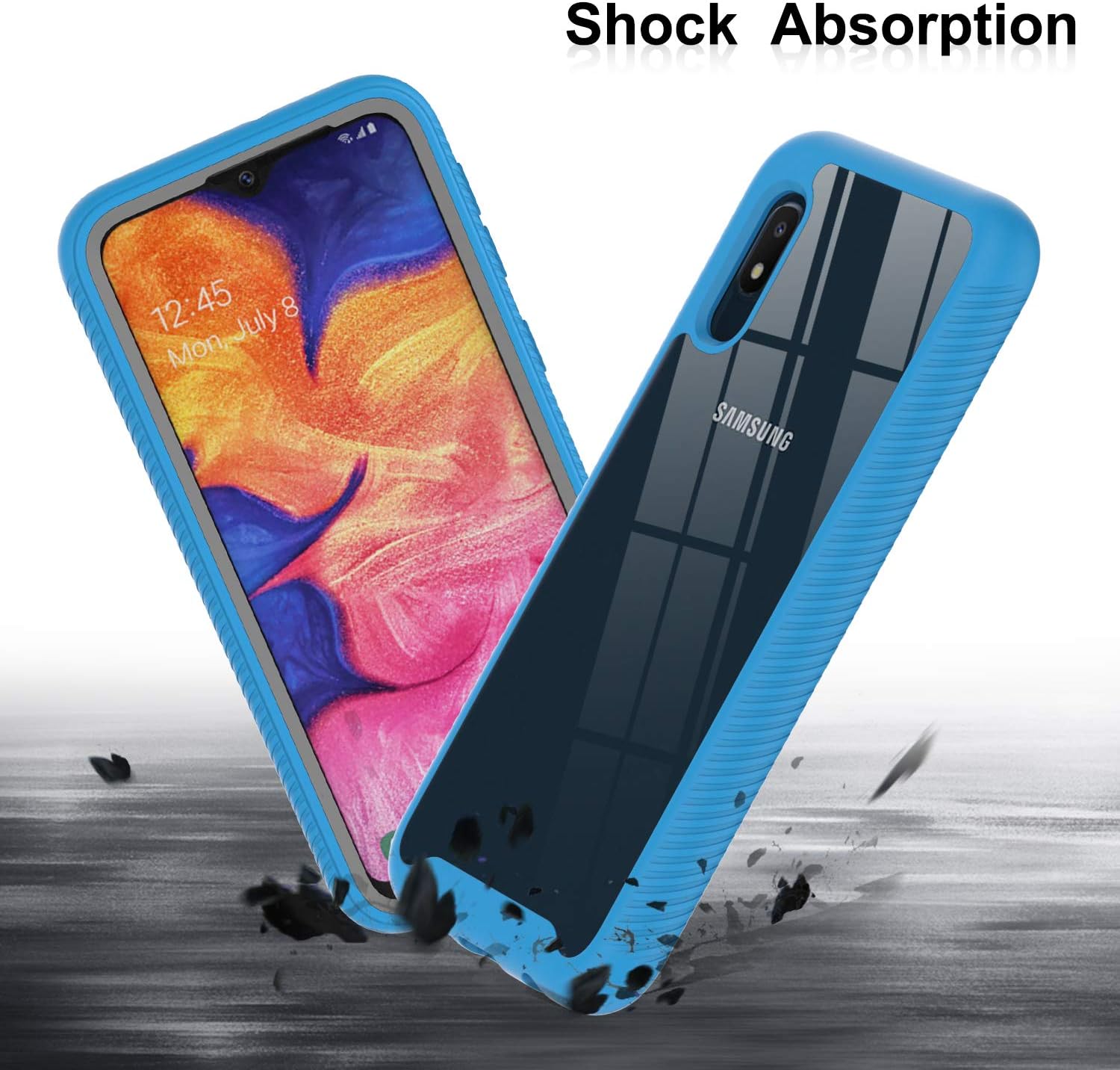 LeYi Compatible with Samsung A10e Case, Samsung Galaxy A10e Case with 2 Tempered Glass Screen Protector, Full Body Protective Hybrid Clear Bumper Shockproof Phone Cover Case for Galaxy A10e Blue