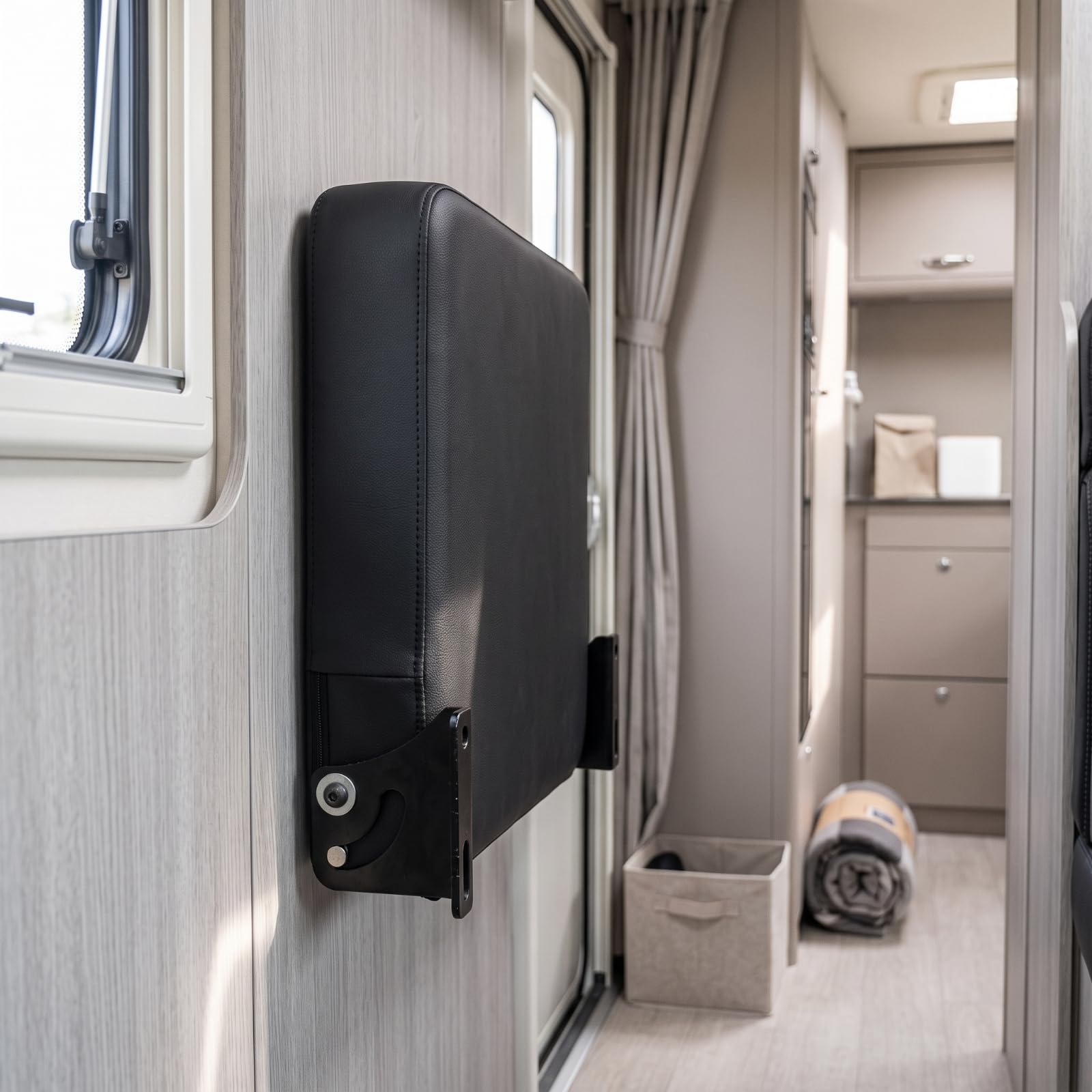 Baoblaze Asiento Plegable Cojín Plegable Almohadilla Tapizada Soporte Metálico Automático para Diseño en Vehículos Campers Furgonetas Trenes Bricolaje en Interiores