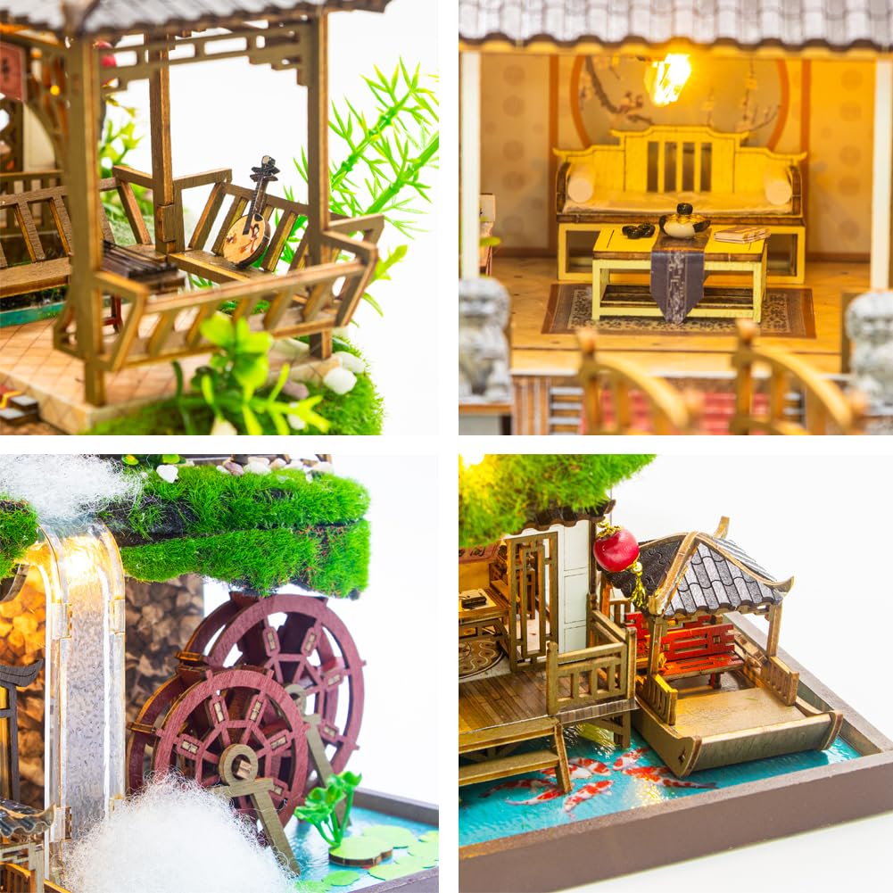 Mini muebles de casa de muñecas china de Fairyland Villa, kit de casa de muñecas en miniatura con luz LED, escala 1:24, habitación creativa para regalo romántico de cumpleaños y Navidad