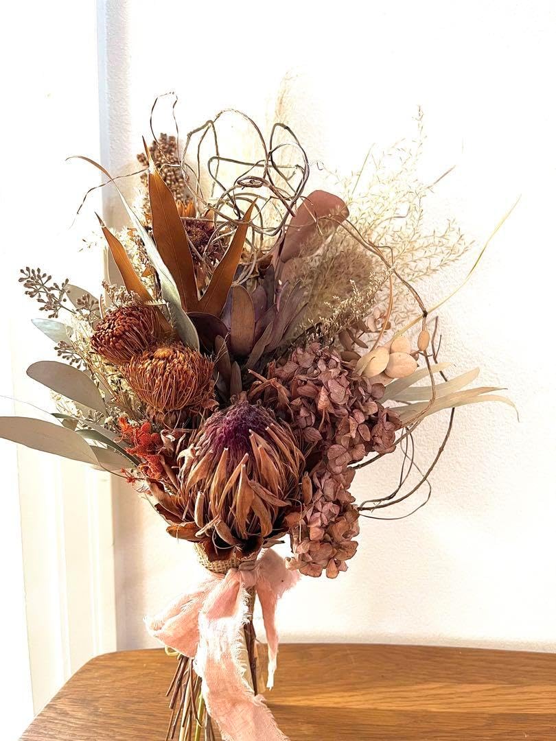 ネイティブフラワーのアンティーク調スワッグ ドライフラワーインテリアディスプレイ