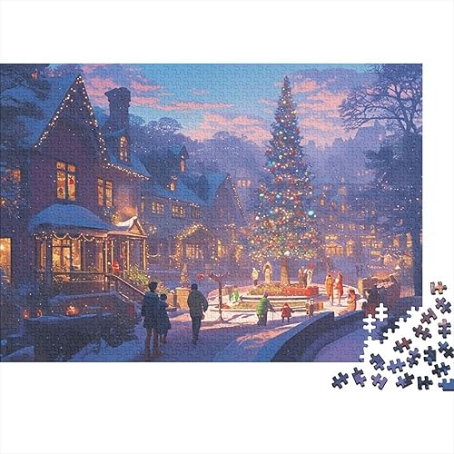 Puzzle 1000 pièces Arbre Place Ville Promenade soirée Couleurs Vives