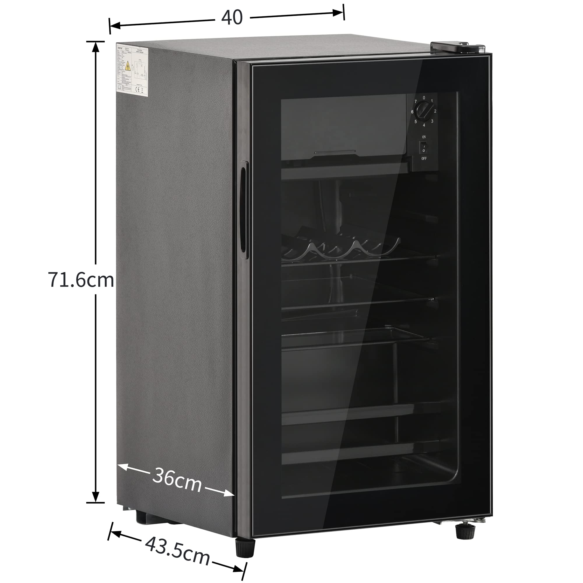 Merax Mini Kühlschrank 76L Freistehend Getränkekühler 70L Kühlschrank 6L Gefrierschrank Schwarz