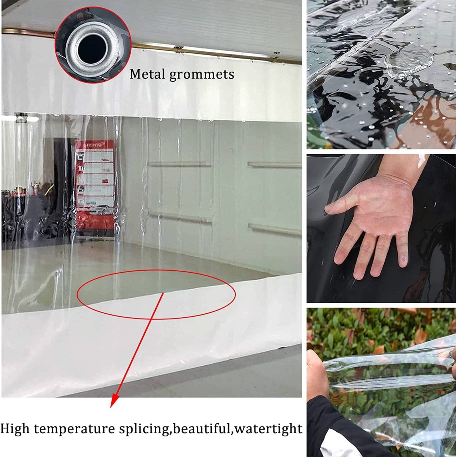 Toldo de PVC transparente para patio, porche y cenador, resistente a la intemperie, duradero, con cremalleras, paneles blancos transparentes para protección y estilo