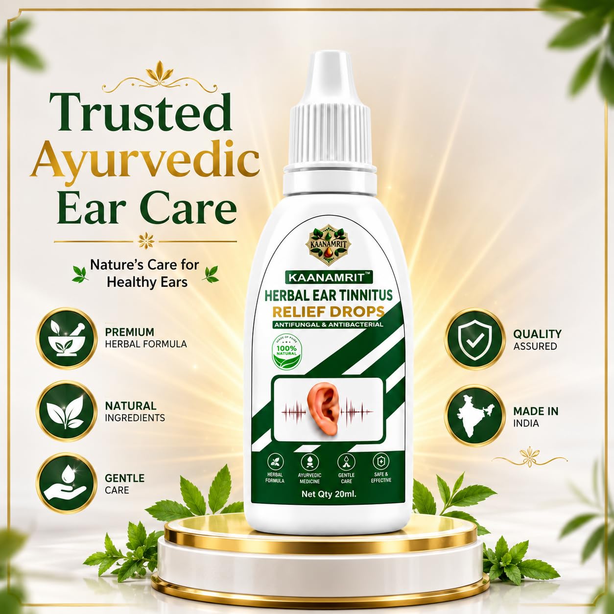 Herbal Ayurvedic Ear Tinnitus Care Drops | Neem & Tulsi | 20 ml | Made in India — Amazon image 6