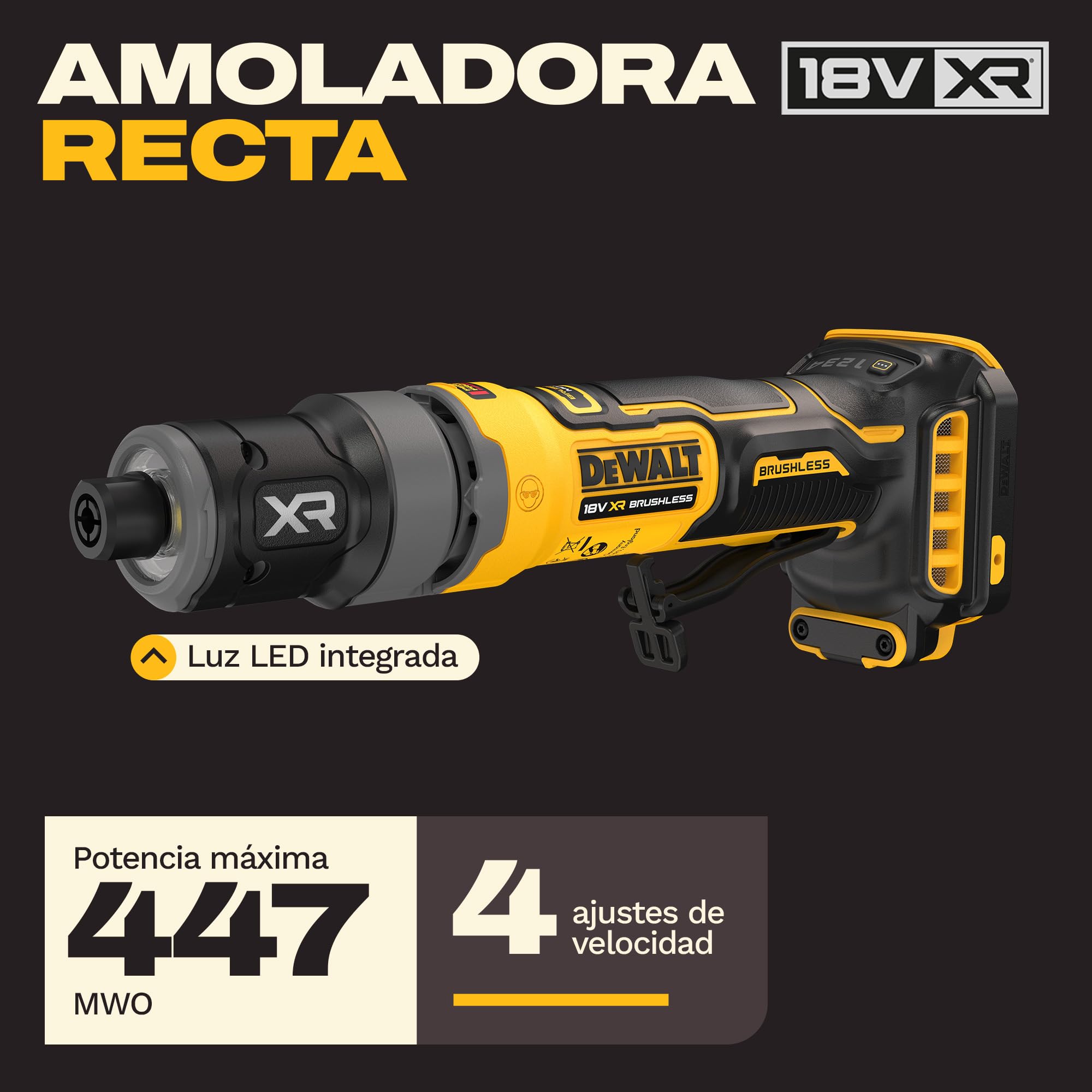 DEWALT Amoladora recta compacta Brushless 18V XR, DCG420N-XJ