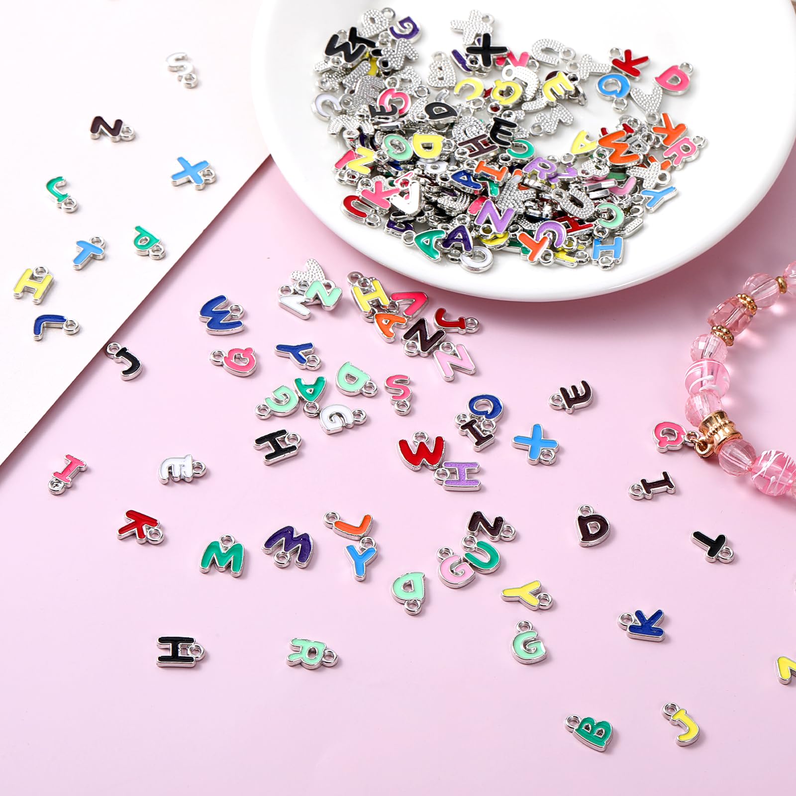 200Pcs A-Z Alphabet Charms, Letter Charms, Metal Letter Pendant Charm, Bracelet Necklace Earrings Charm for Jewelry Making, DIY Crafts, Personalized Gift Making Findings - Image 4