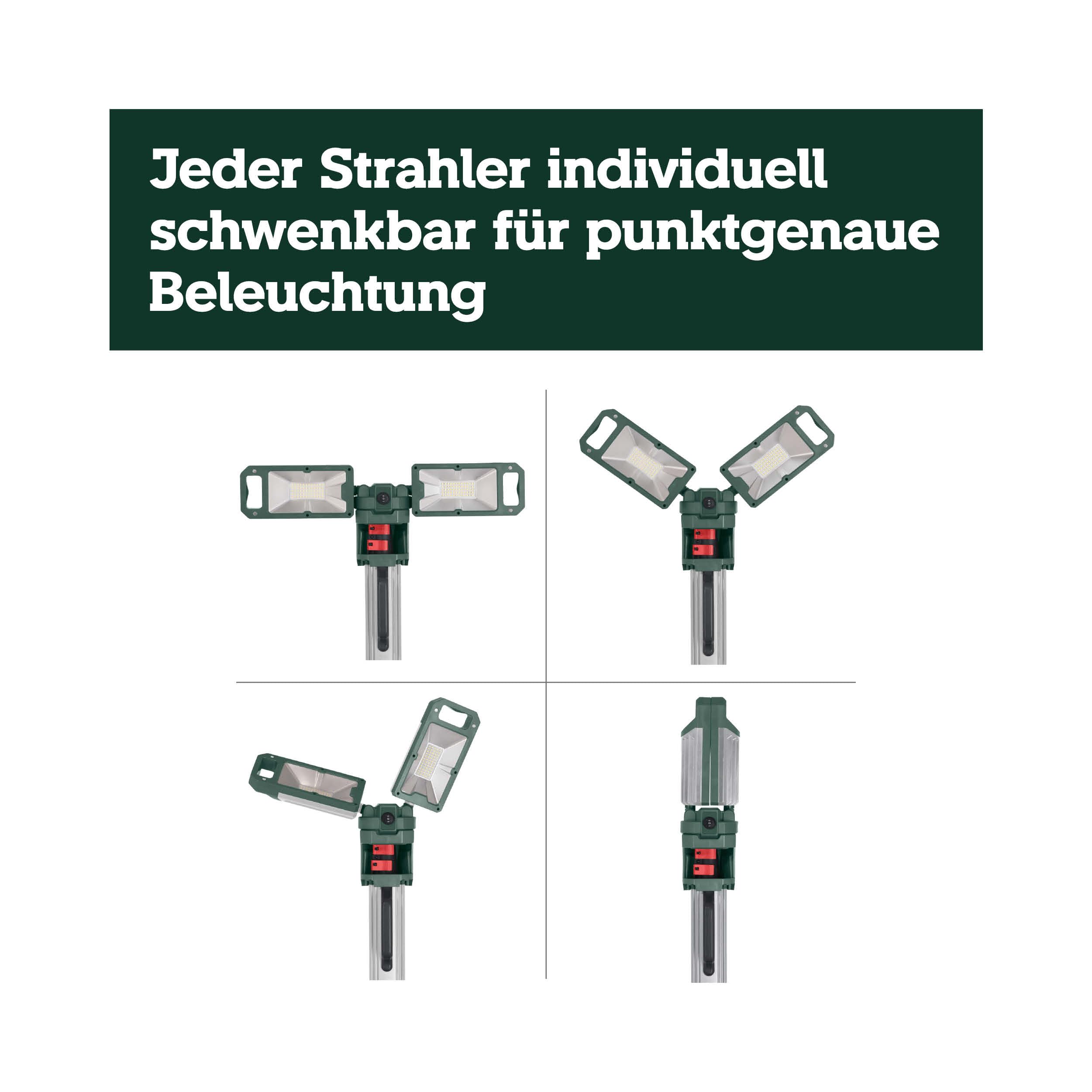 metabo Akku-Baustrahler BSA 18 LED 5000 DUO-S - 18V, 5000 Lumen - Leistungsstarke LED-Arbeitsleuchte für Baustelle Werkstatt Innen Außen, robustes Gehäuse, flexibel einsetzbar - Ohne Akku & Ladegerät