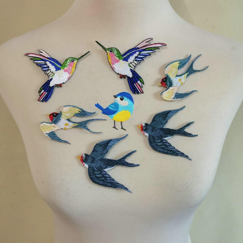 Biker Bird Patches Pair Pair Of Black & White Iron Sew-On Swallow - Foto 8