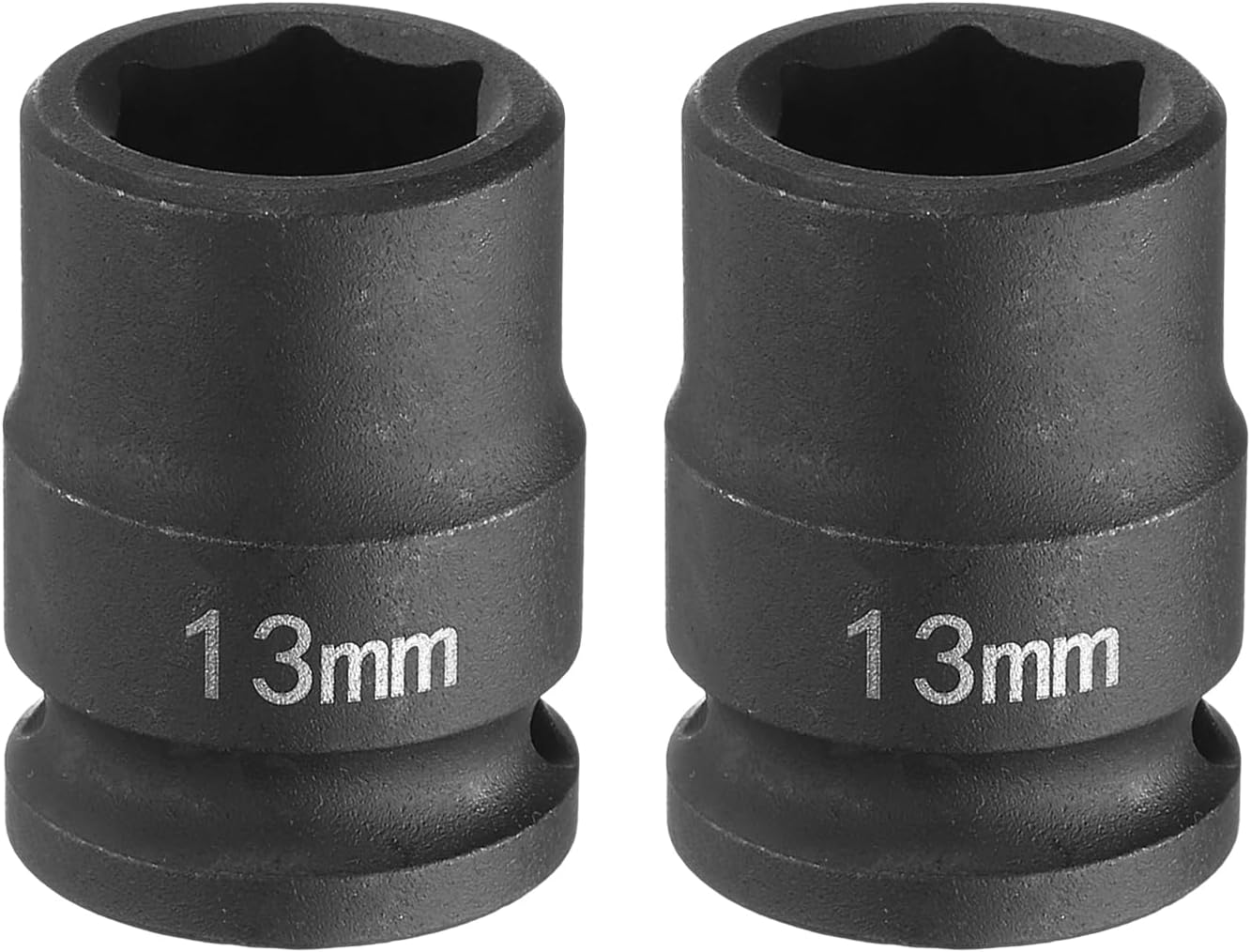 2pcs Deep Impact Socket 3/8" Square Drive by 13mm Metric 6 Point Socket 30mm (1.18") Long CR-MO Steel Industrial Grade Flip Socket for Home Auto Hex Nuts Bolts Repair, Black