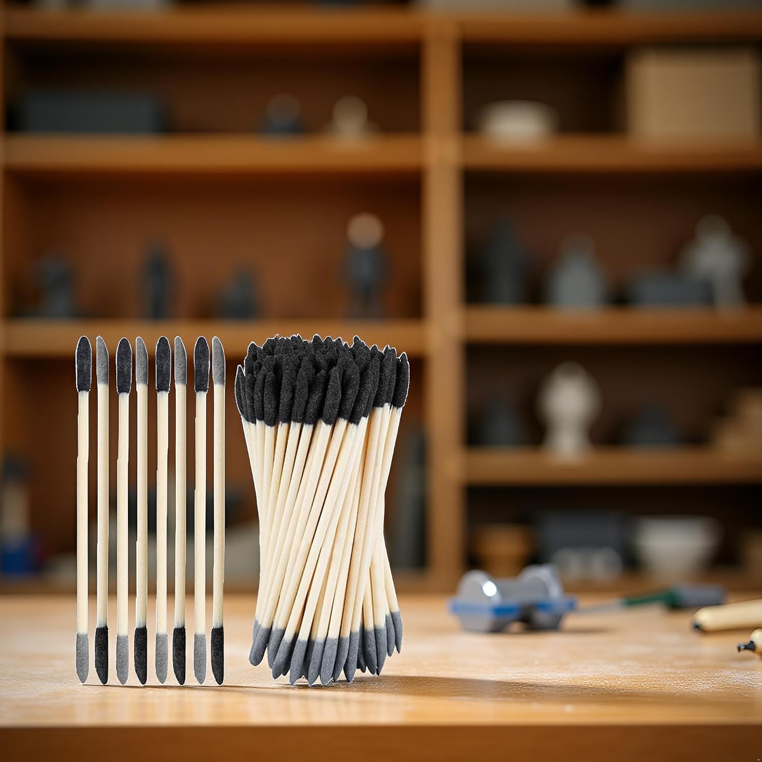 20Pcs Black Sanding Sticks Double End Matchsticks Twigs 120/280 Grit Fine Detailing Polishing Tool for Plastic Models Miniatures Wood Hobby Stuffers，Detail Sander Paper Power Sander Parts,Accessories