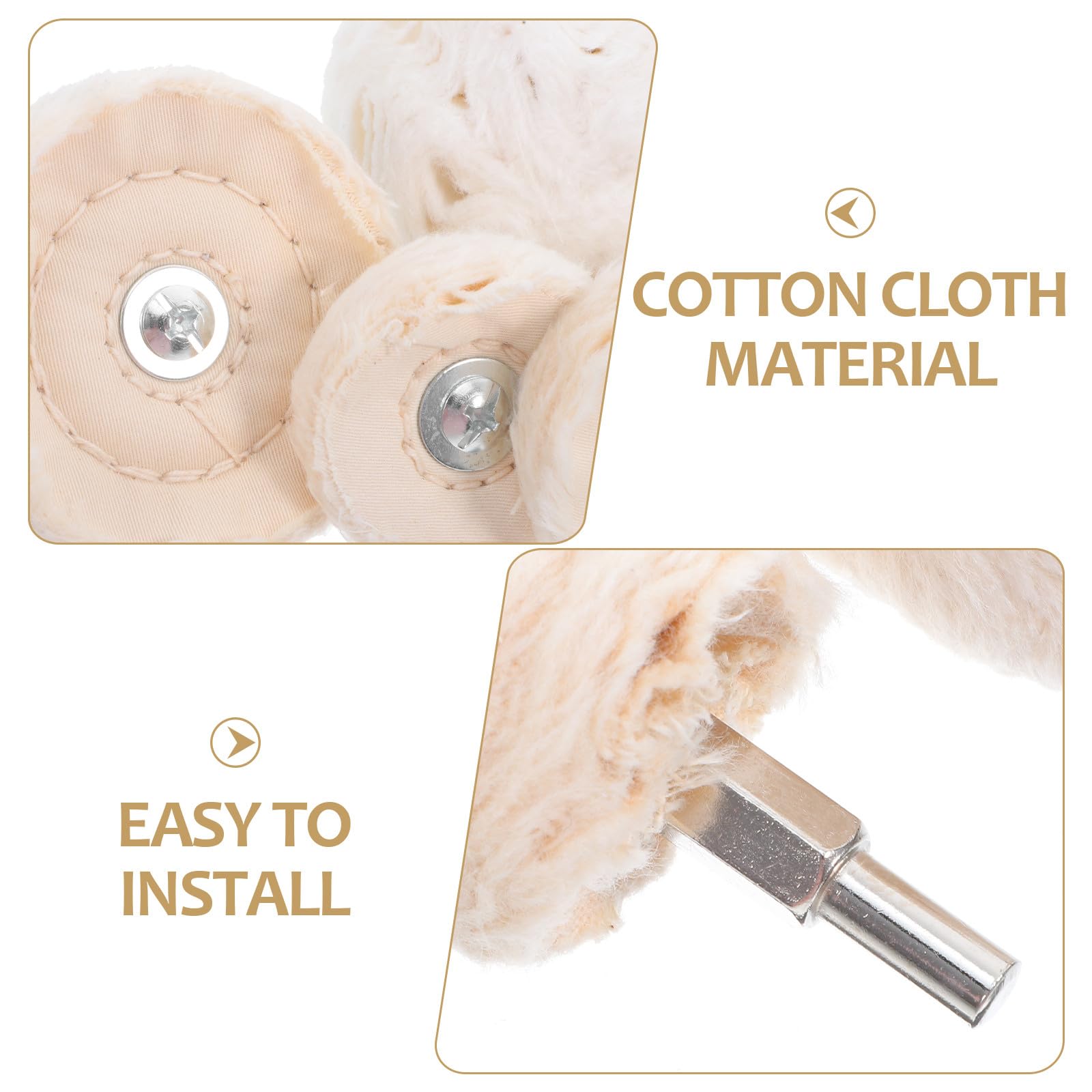 Homoyoyo Set 8 Panni Lucidanti in Cotone Gambo Esagonale 6mm per Auto e Superfici Metalliche, Ruote Lucidanti per Rimuovere Graffi e Macchie, Kit Strumenti Lucidare Auto Professionale