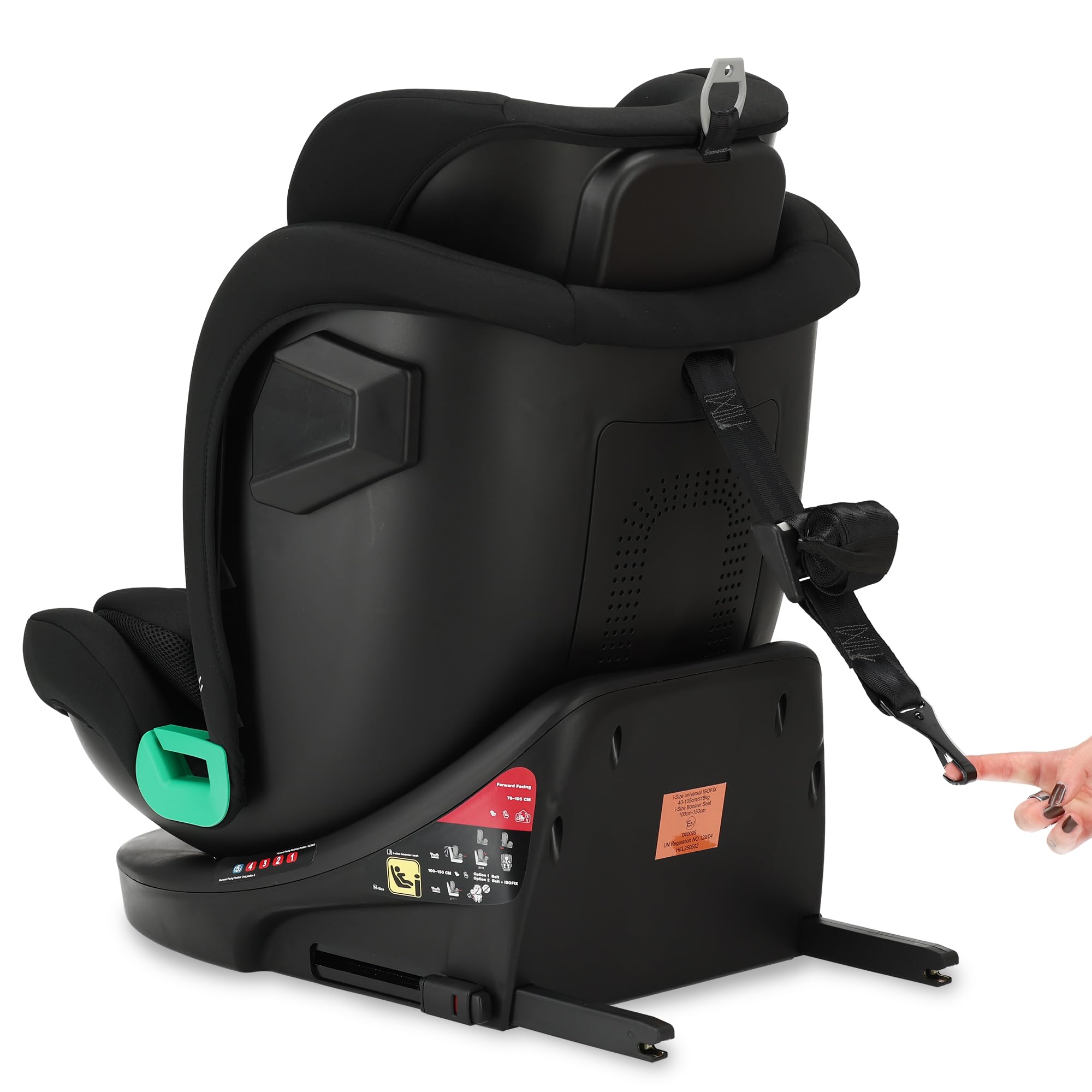 Silla de coche para niños Deryan Colin 360° i-Size (40-150 cm), 0-12 años, 0-36 kg, Montaje con isofix de seguridad, reposacabezas y respaldo ajustables, R129 (Negro)