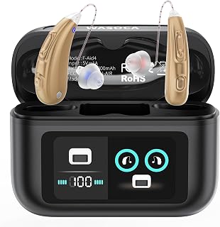 WASOCA Bluetooth Rechargeable Hearing Aids for Seniors - Noise Cancelling, App Control, LED Display, 84Hr Battery, FSA Eligible (Black)