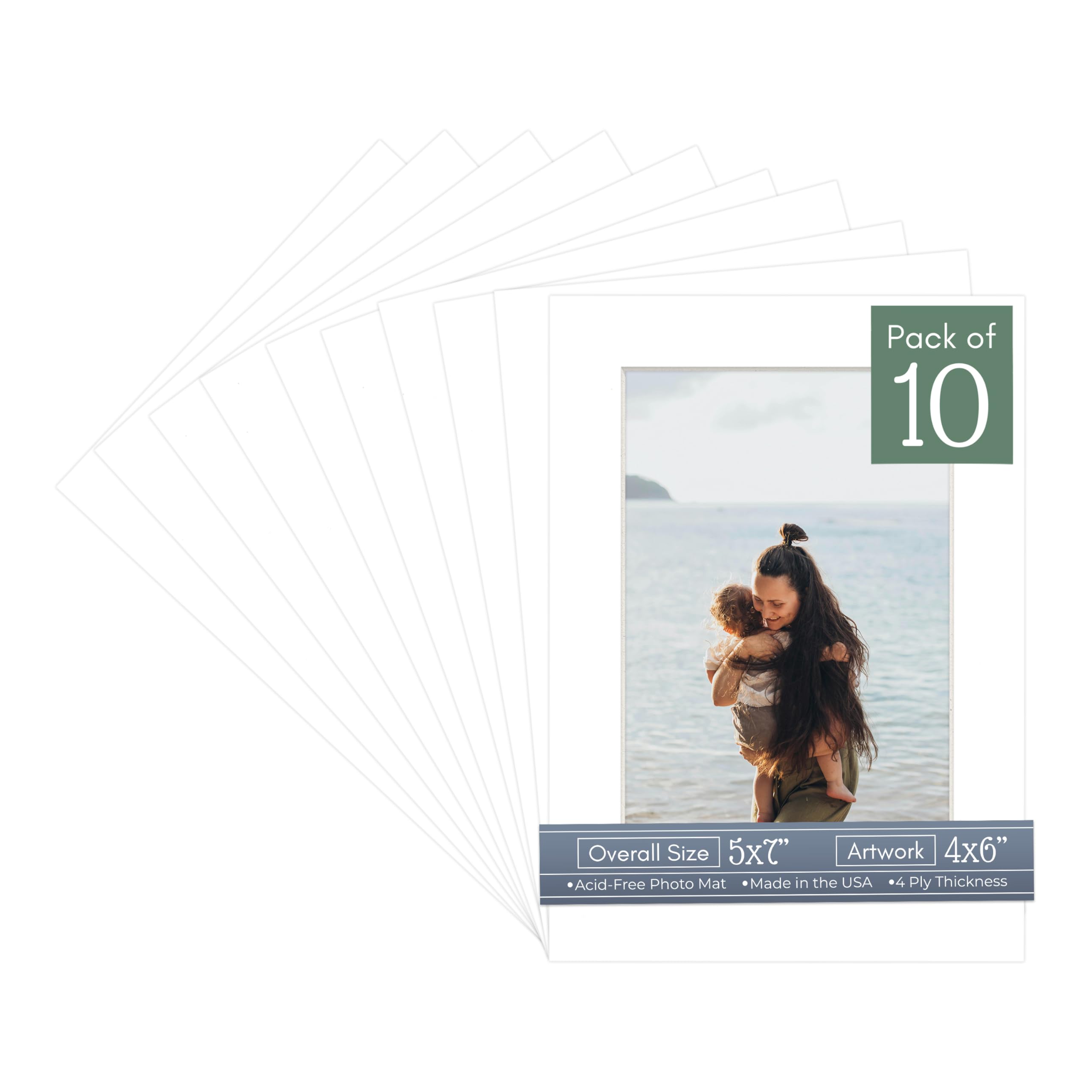 CountryArtHouse Textured White Acid Free 5x7 Picture Frame Mats with White Core Bevel Cut for 4x6 Pictures - Fits 5x7 Frame - Pack of 10 Mats-picture-20