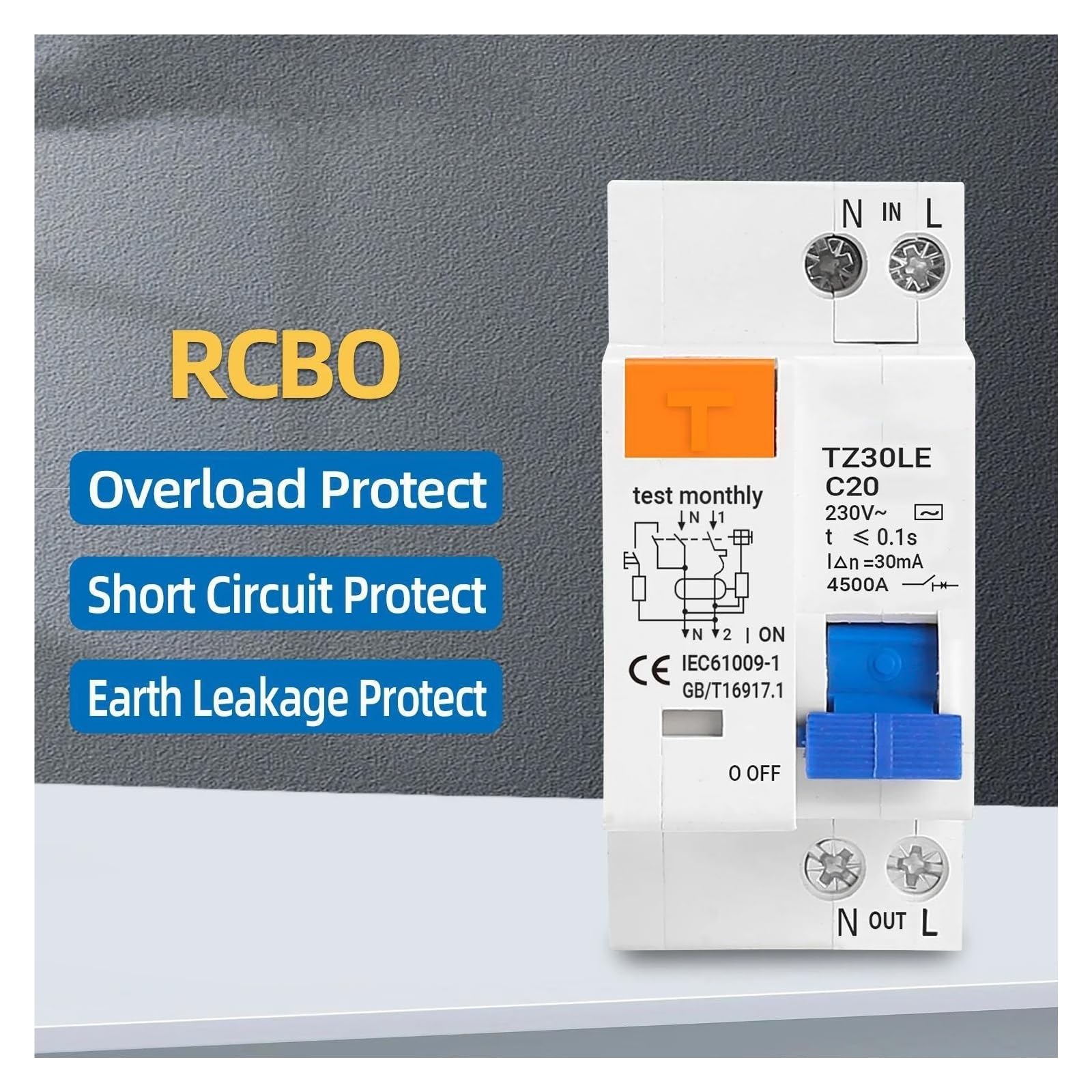 Interruttore differenziale 1P+N DZ30LE EPNL Protezione da sovracorrente e cortocircuito RCCB RCD 32A(10A)