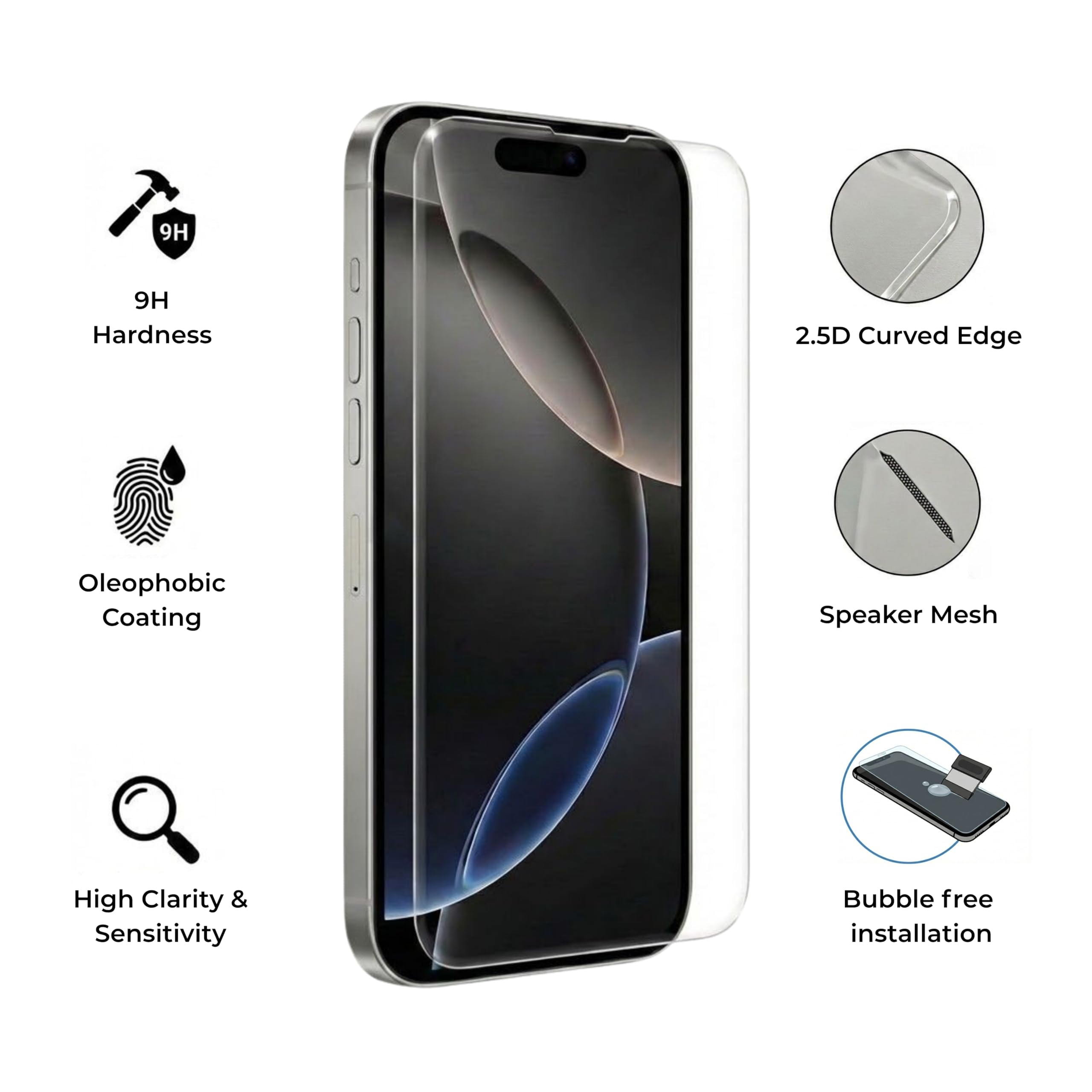 URBAN TECHCART ArmorGlass Borderless Tempered Glass compatible with iPhone 16 Pro Max Screen Protector, 9H Hardness, 2.5D Curved Edge, Oleophobic Coating 1