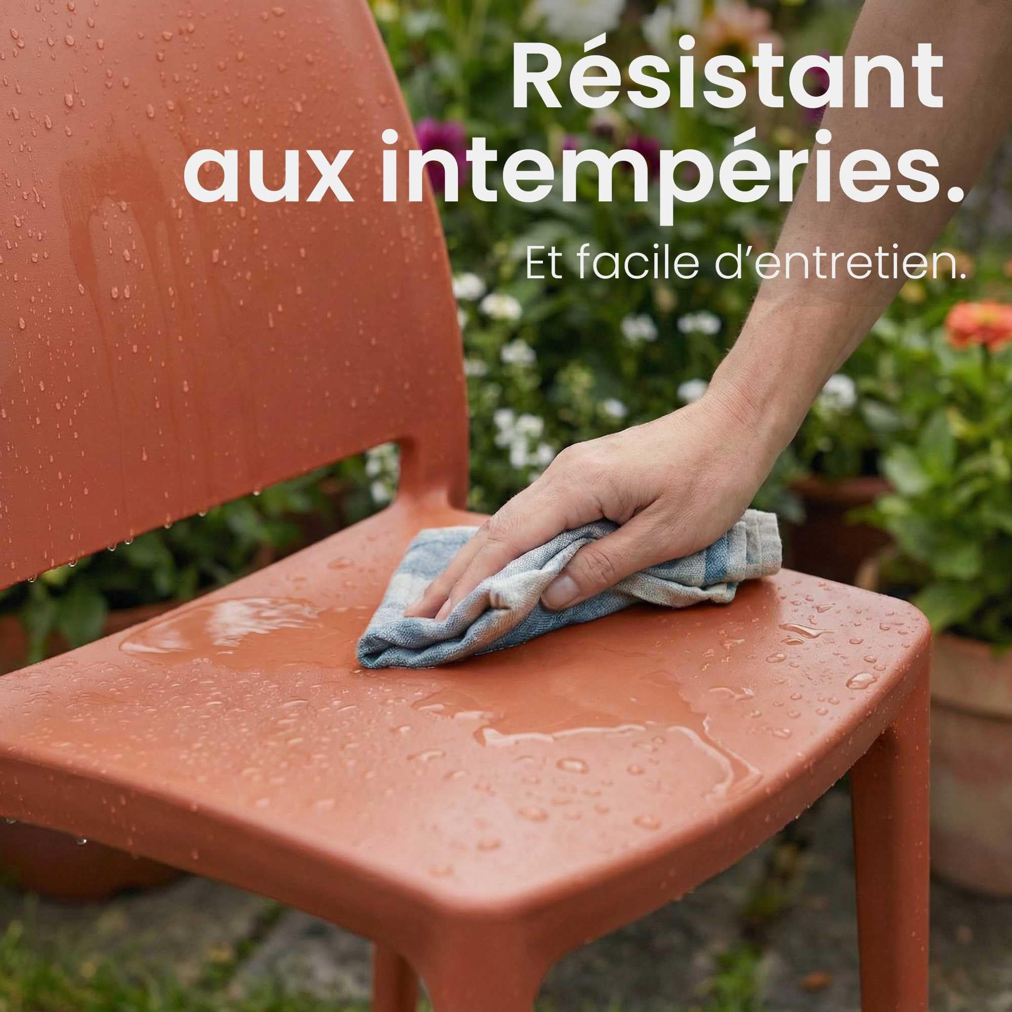 CLP Chaise de Jardin empilable et resistante aux intemperies Meton, Fauteuil avec Dossier, Resistant aux UV, Chaise exterieure en Plastique, Couleur:Terracotta
