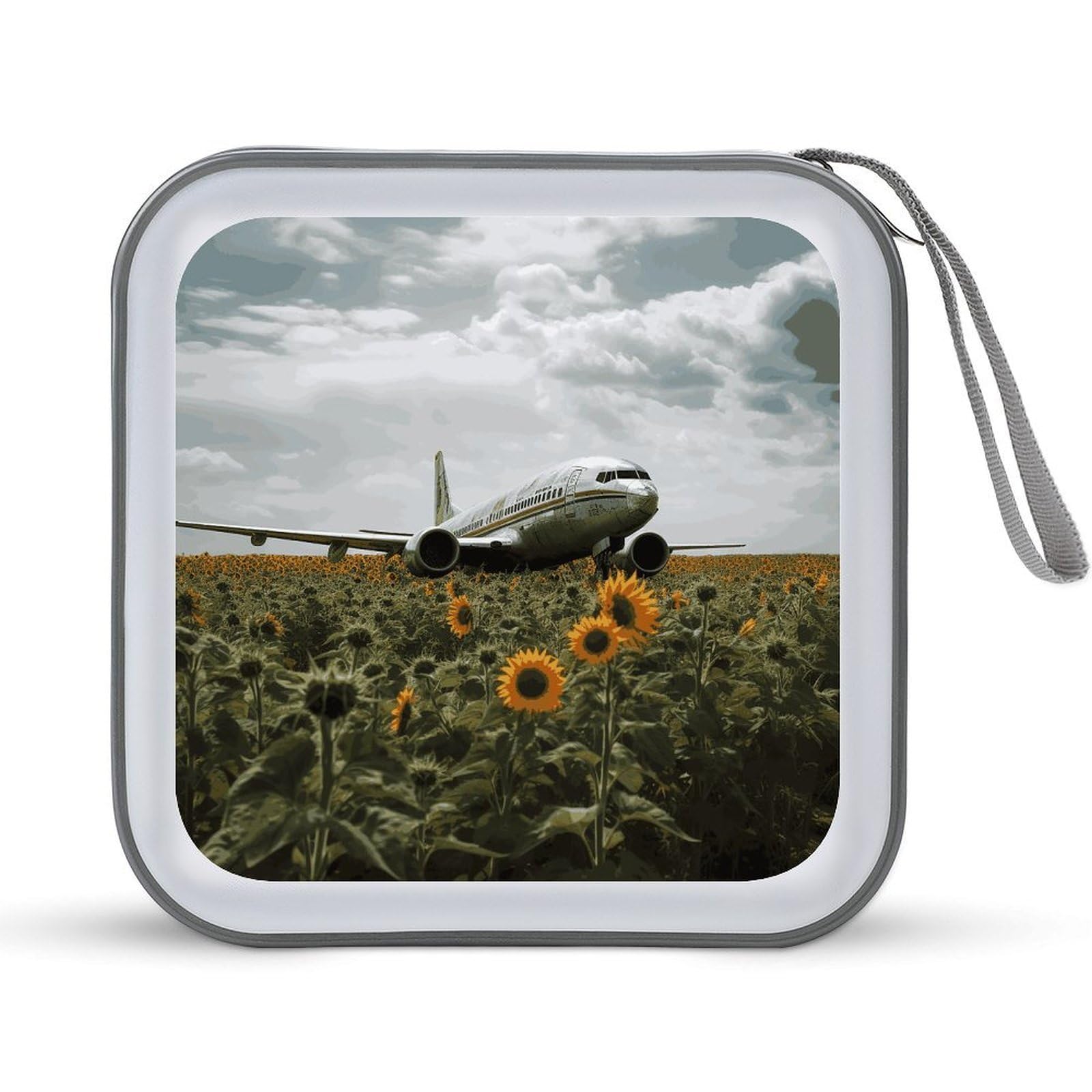 VstaDank Airplane Fly to Sunflower Field DVD Case 40 Capacity Protective Storage Organizer Binder Booklet Album Portable Disc Wallet Car CD Disc Holder Hard Plastic CD Case CD DVD Case Holder