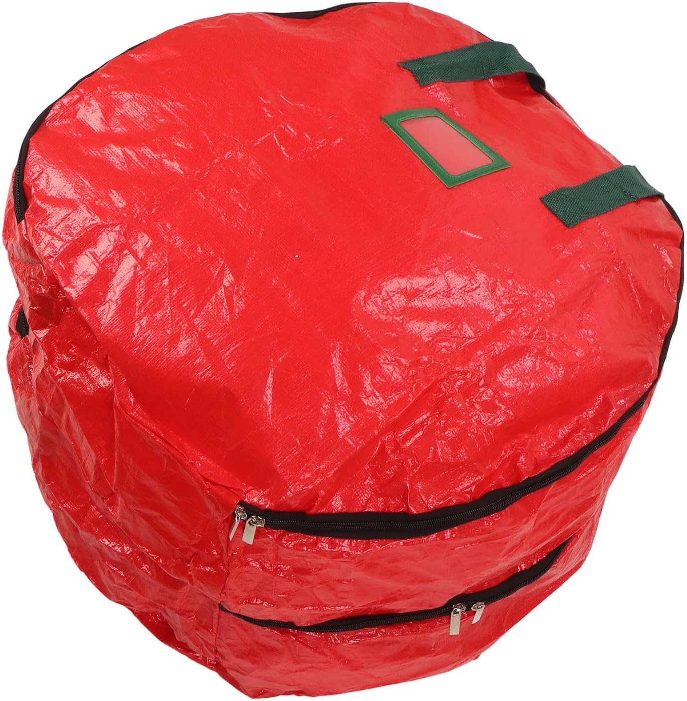 24 Inch Christmas Wreath Storage Bag, Double Layer Holiday Wreath Container, Red Wreath Storage Bag with Zipper and Handles for Christmas Decorations, Thanksgi