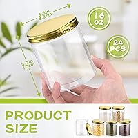 Vista 2 de Irenare 24 frascos de plástico de 16 onzas con tapas, recipientes de plástico transparente de boca ancha, frascos tipo Mason para alimentos