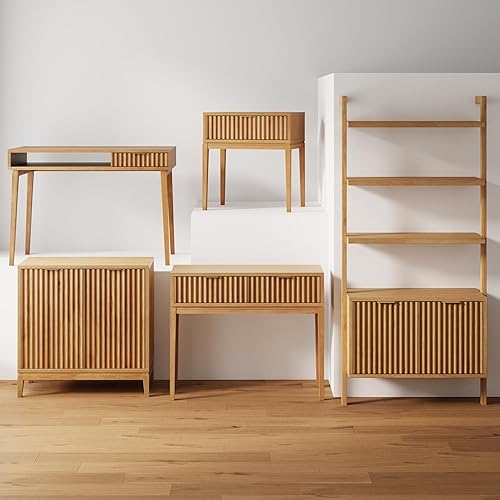 Miniatura 7 de Nathan James Jasper - Escritorio pequeño para oficina en casa con almacenamiento, escritorio bohemio con cajón y cubículo abierto, color marrón