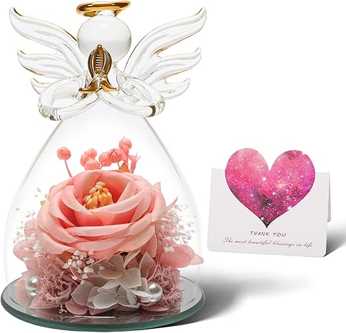 DSHFNsd Regalo de cumpleaños para abuela mamá esposa figuras de ángel regalos de rosas artificiales para el día de San Valentín para ella regalos de