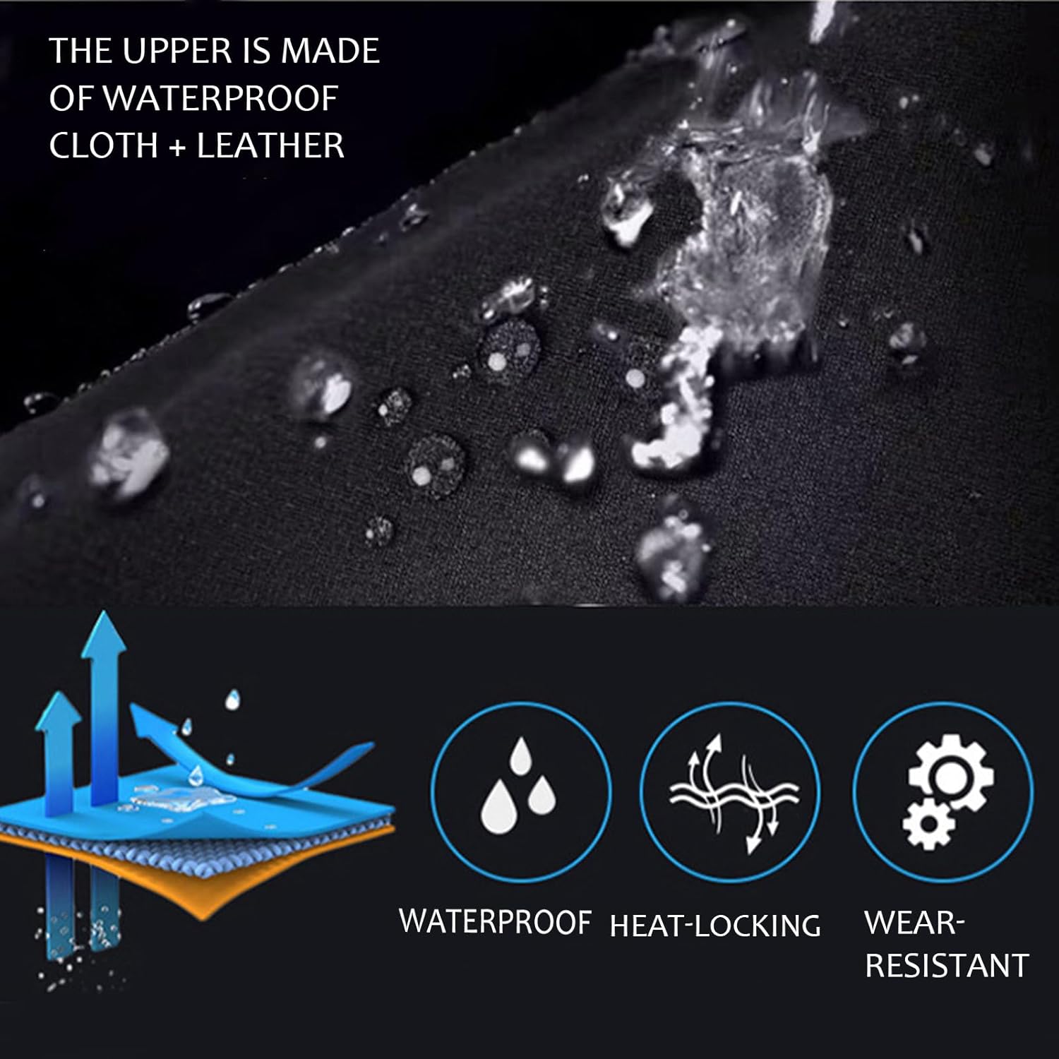 Women'S Waterproof Platform Snow Boots Winter Plus Velvet Warm Non-Slip Lace-Up Outdoor Snow Boots Fur Collar Casual Thickened Hiking Mid-Calf Boots