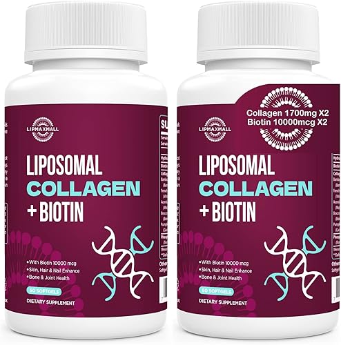 Colágeno liposomal 1700 mg biotina 10000 mcg crecimiento del cabello piel soporte para uñas y articulaciones biotina y colágeno para súper