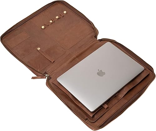 Miniatura 3 de Monza Business Portfolio para hombres y mujeres  Premium piel de cabra cierre de cremallera, cartera ejecutiva, organizador profesional, puede