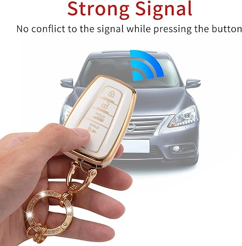 Miniatura 4 de Gematay Funda para llavero Toyota, funda para llave de automóvil para Camry RAV4 Highlander Avalon C-HR Prius Corolla GT86 2018-2022, color blanco