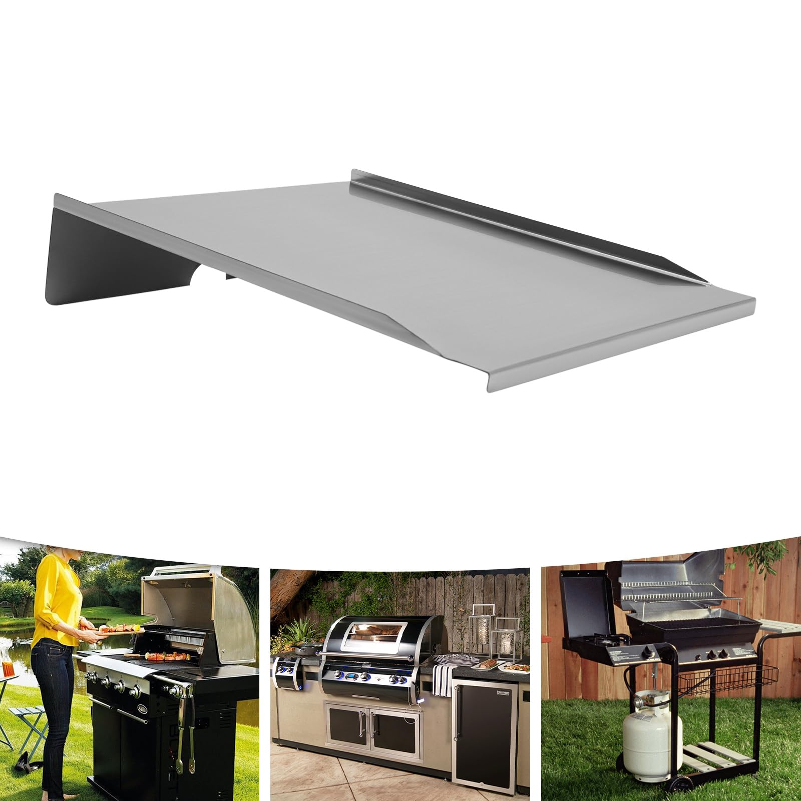 POIOKLJRE Oven Grease Drip Pan, BBQ Stainless Steel Drip Tray Set, Includes Stainless Steel Drip Tray and 6 Reusable Aluminum Foil Liners, Drip Tray Liner Kit for a Better Grilling Experience