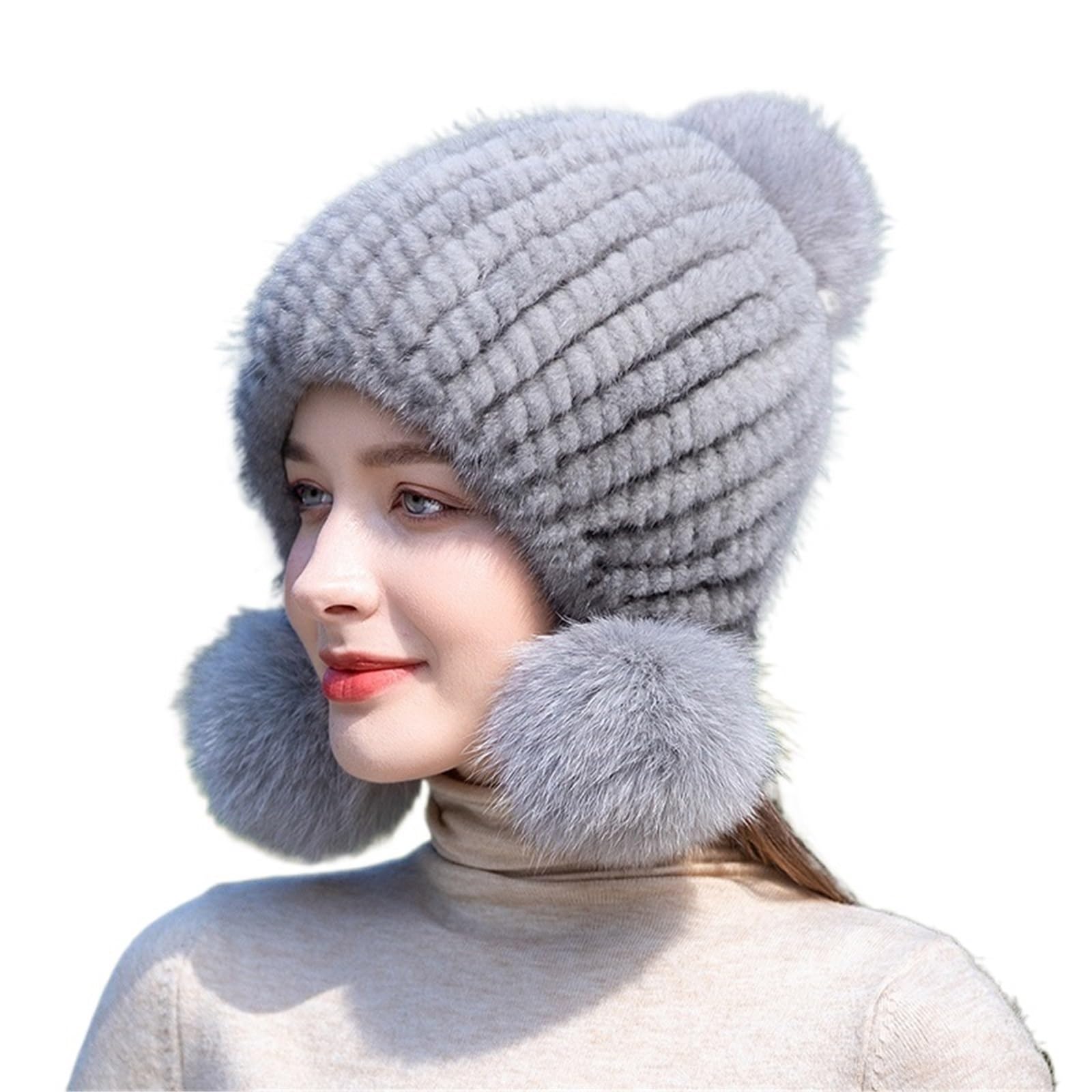 Cappellino Donna Invernale Cappello Invernale da Donna Berretto Caldo Lavorato a Maglia I Berretti a Spirale con Pompon sulla Parte Superiore