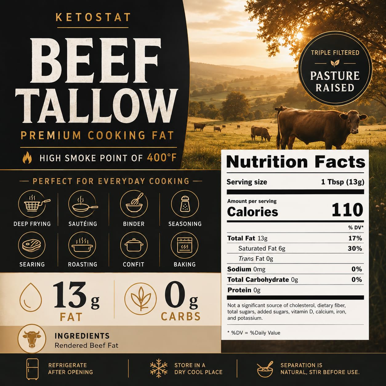 American Beef Tallow 112 oz 7 lbs Bulk for Cooking or Skincare Use thumbnail